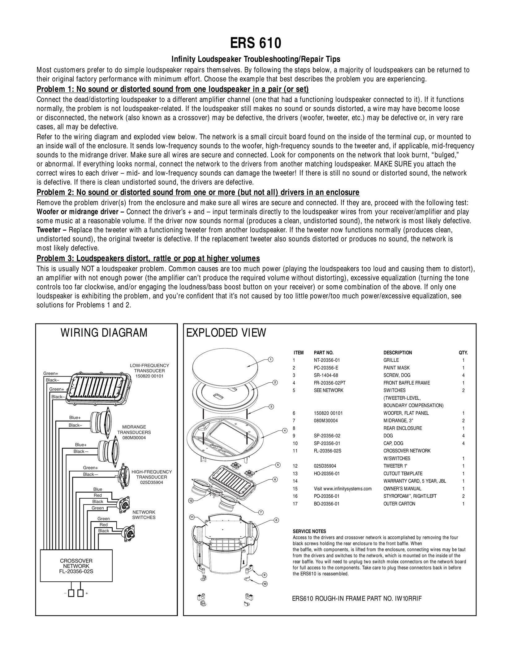 Infinity ERS 610 Portable Speaker User Manual