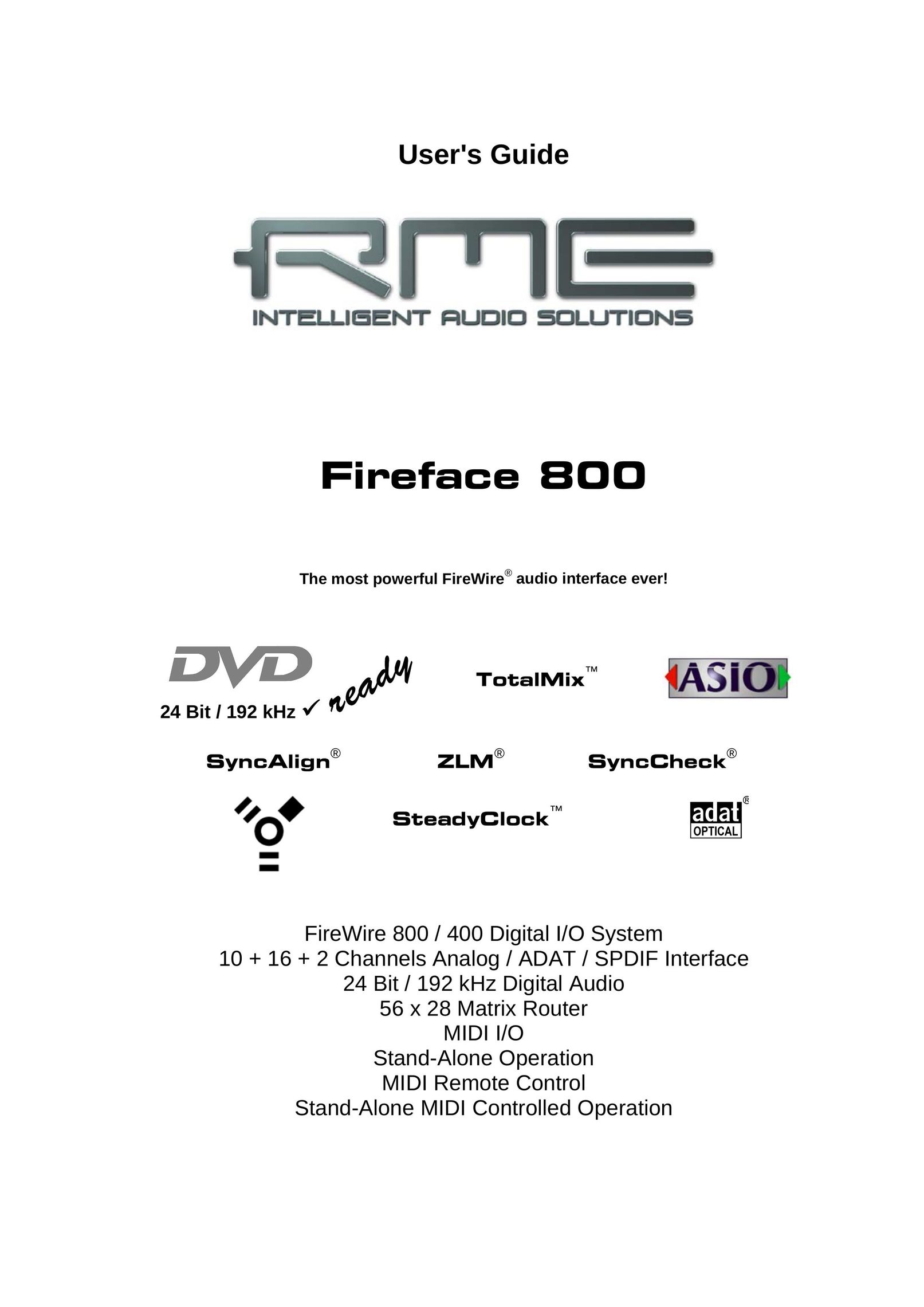 Intel Fireface 800 Portable Speaker User Manual