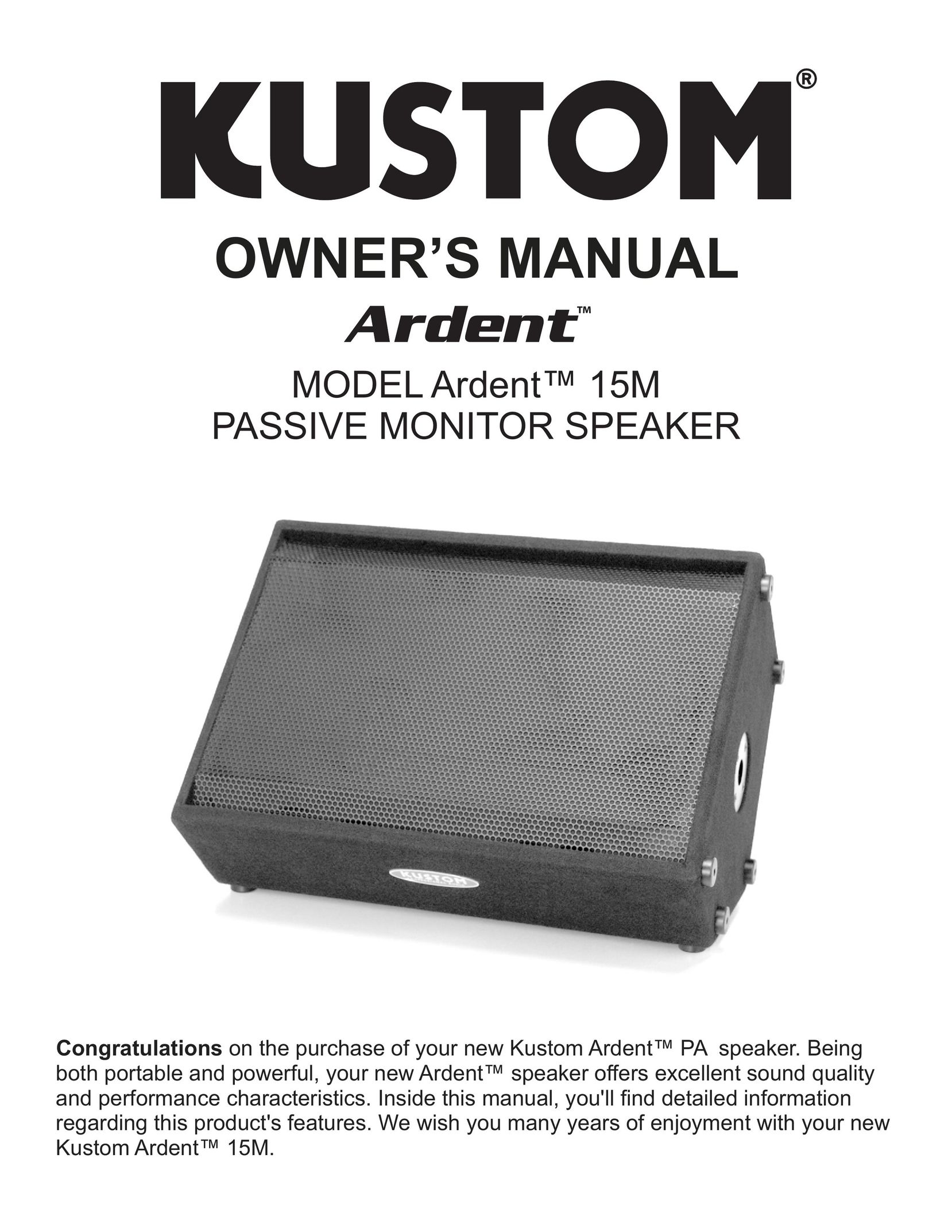 Kustom Ardent 15M Portable Speaker User Manual