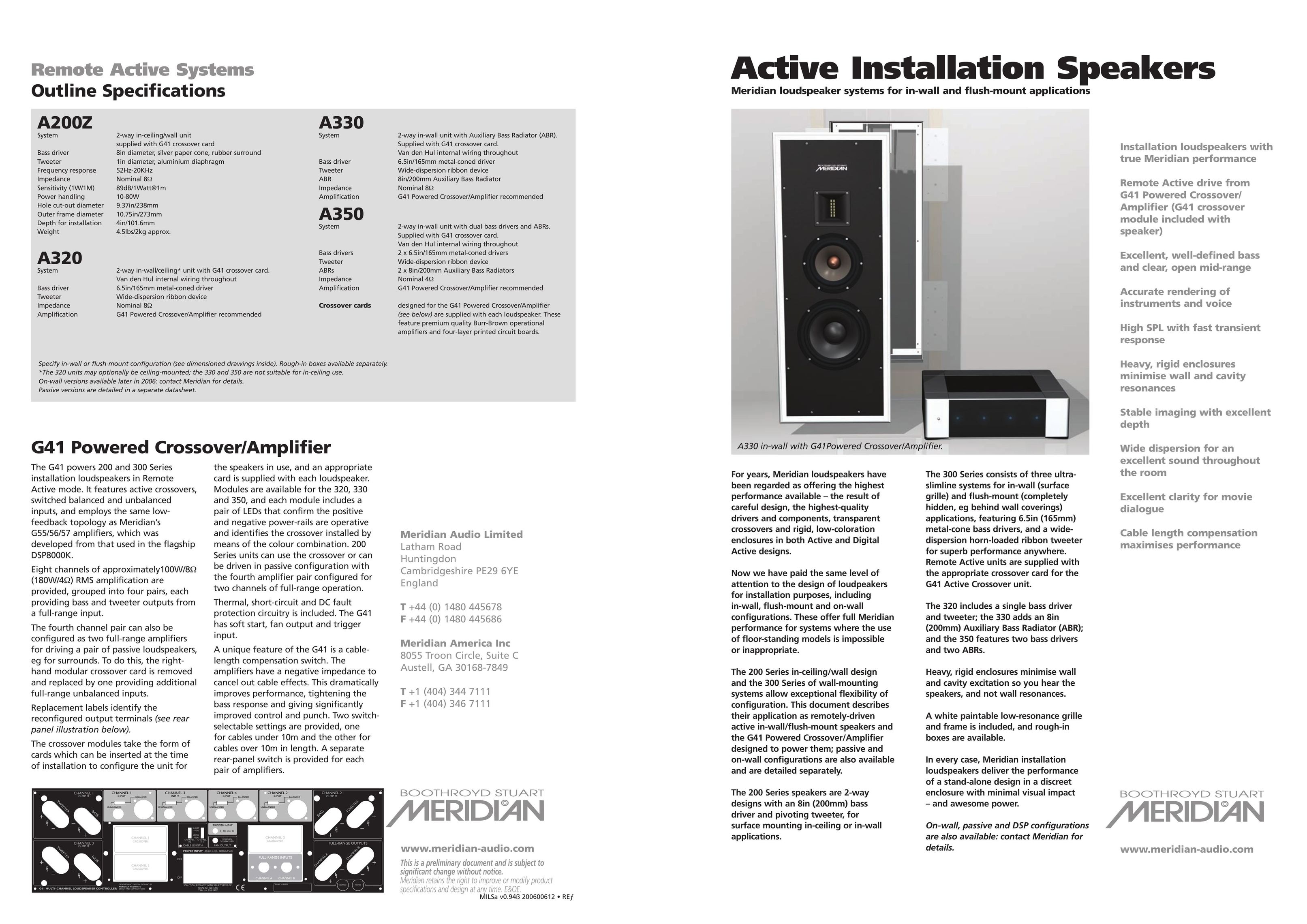 Meridian America A200Z Portable Speaker User Manual