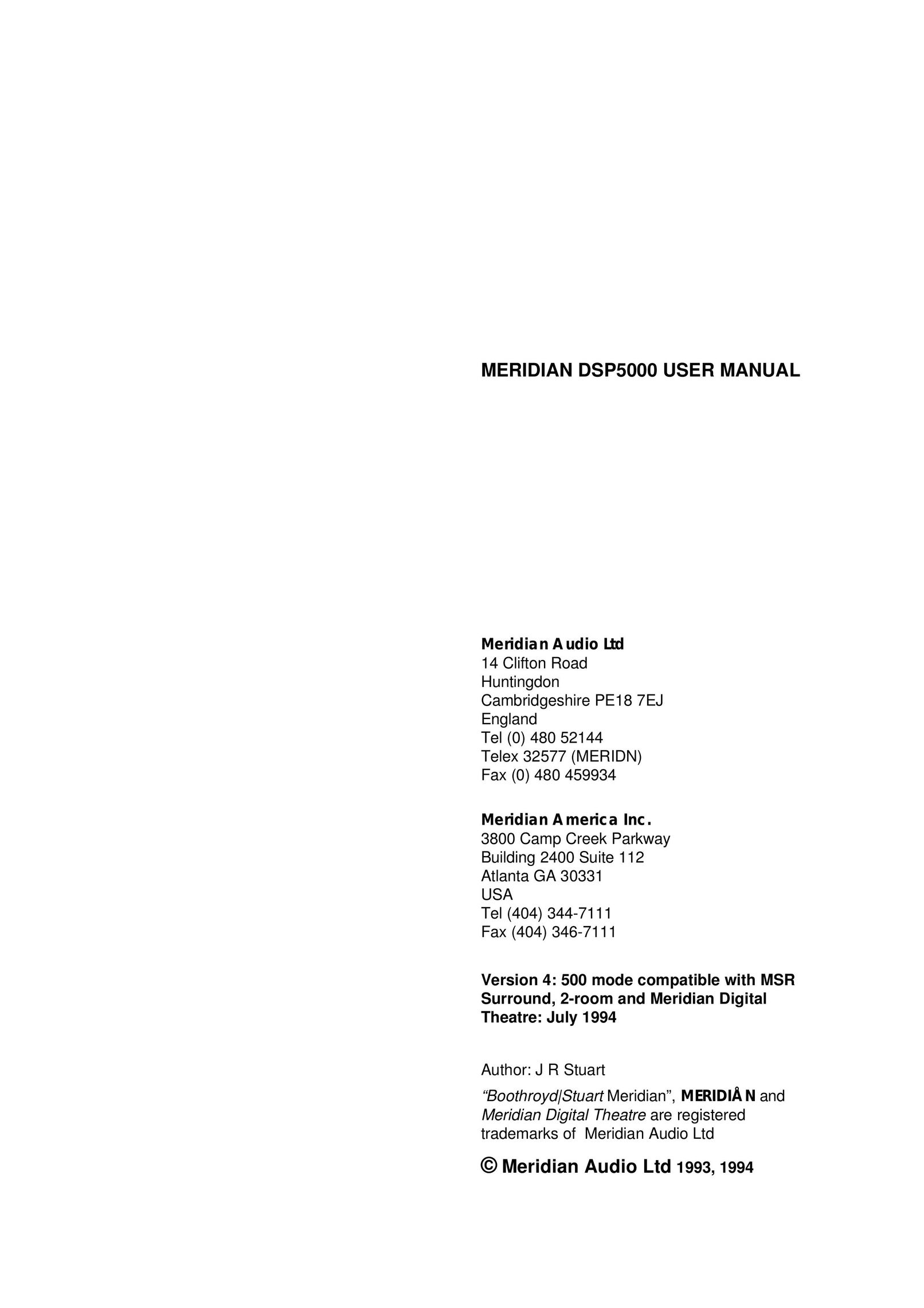 Meridian America DSP5000 Portable Speaker User Manual
