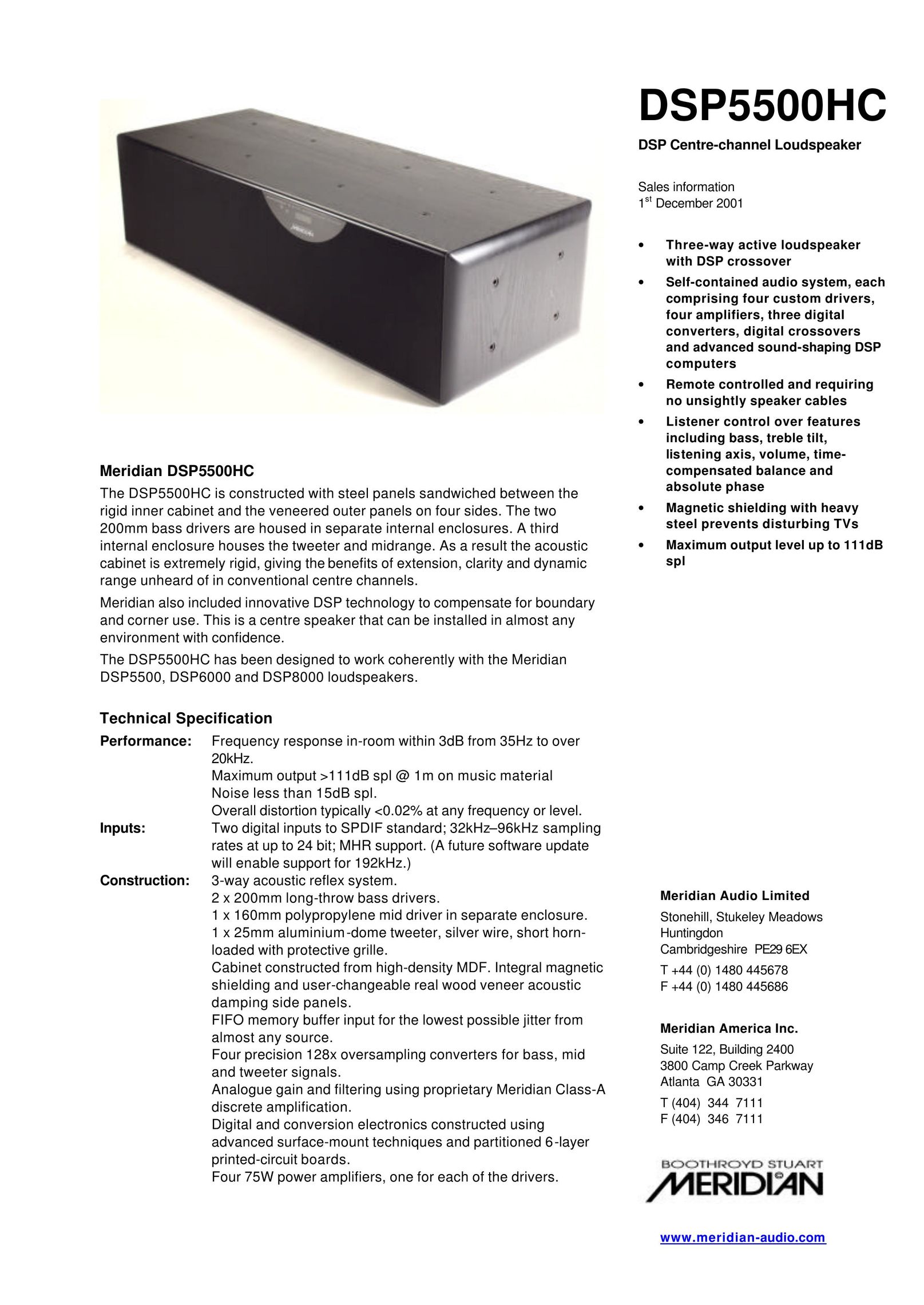 Meridian America DSP5500HC Portable Speaker User Manual