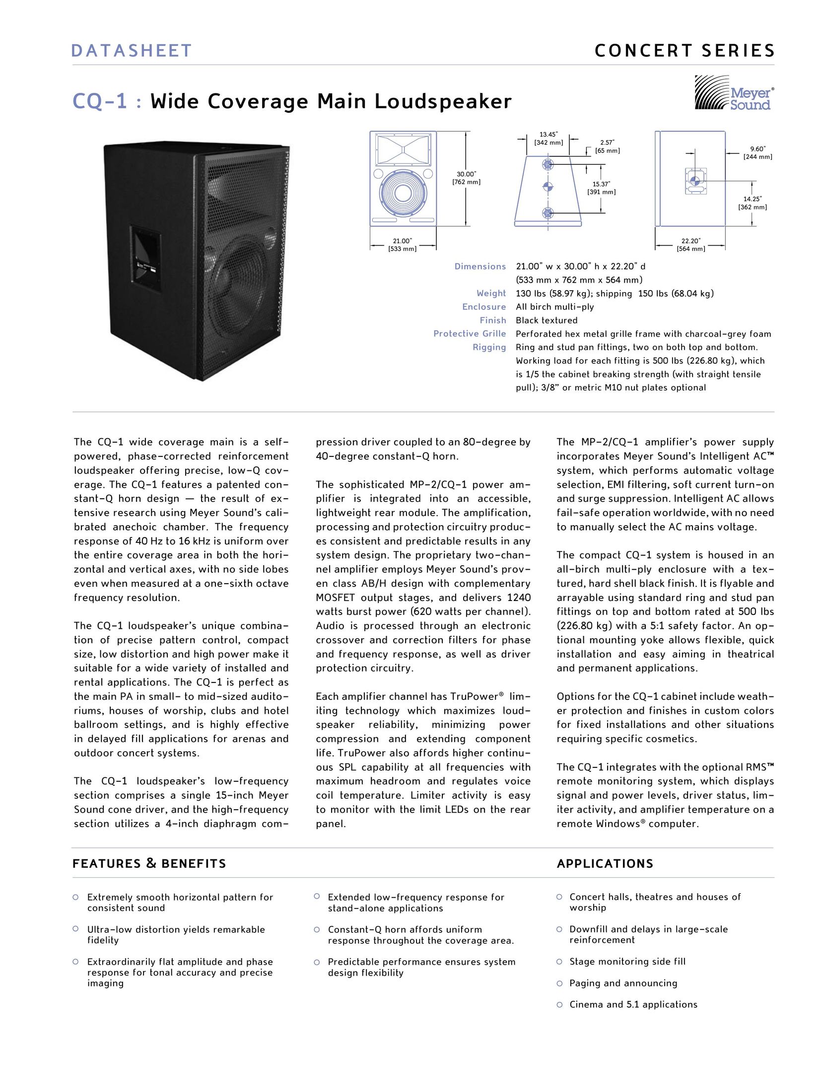 Meyer Sound CQ-1 Portable Speaker User Manual