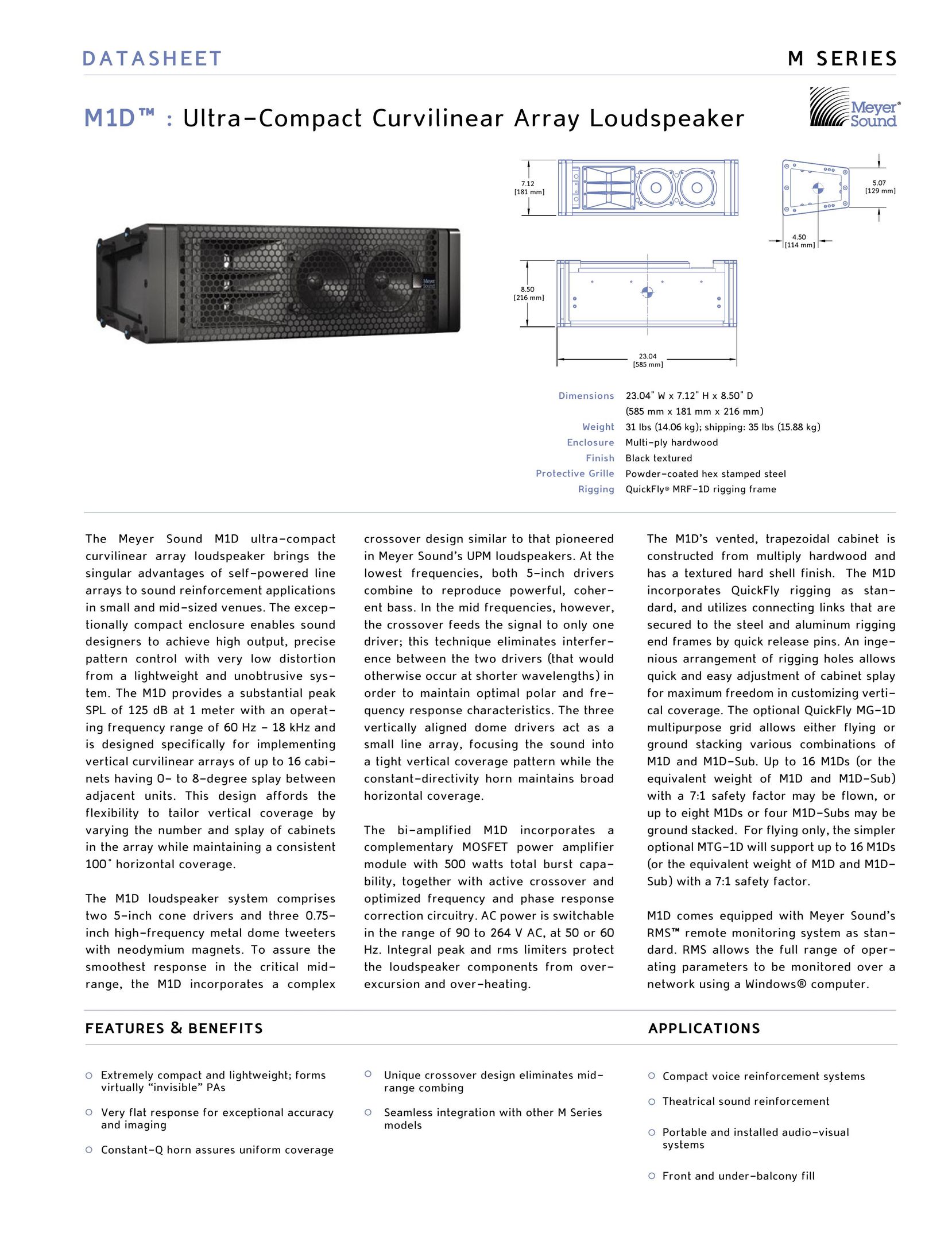 Meyer Sound M1DTM Portable Speaker User Manual