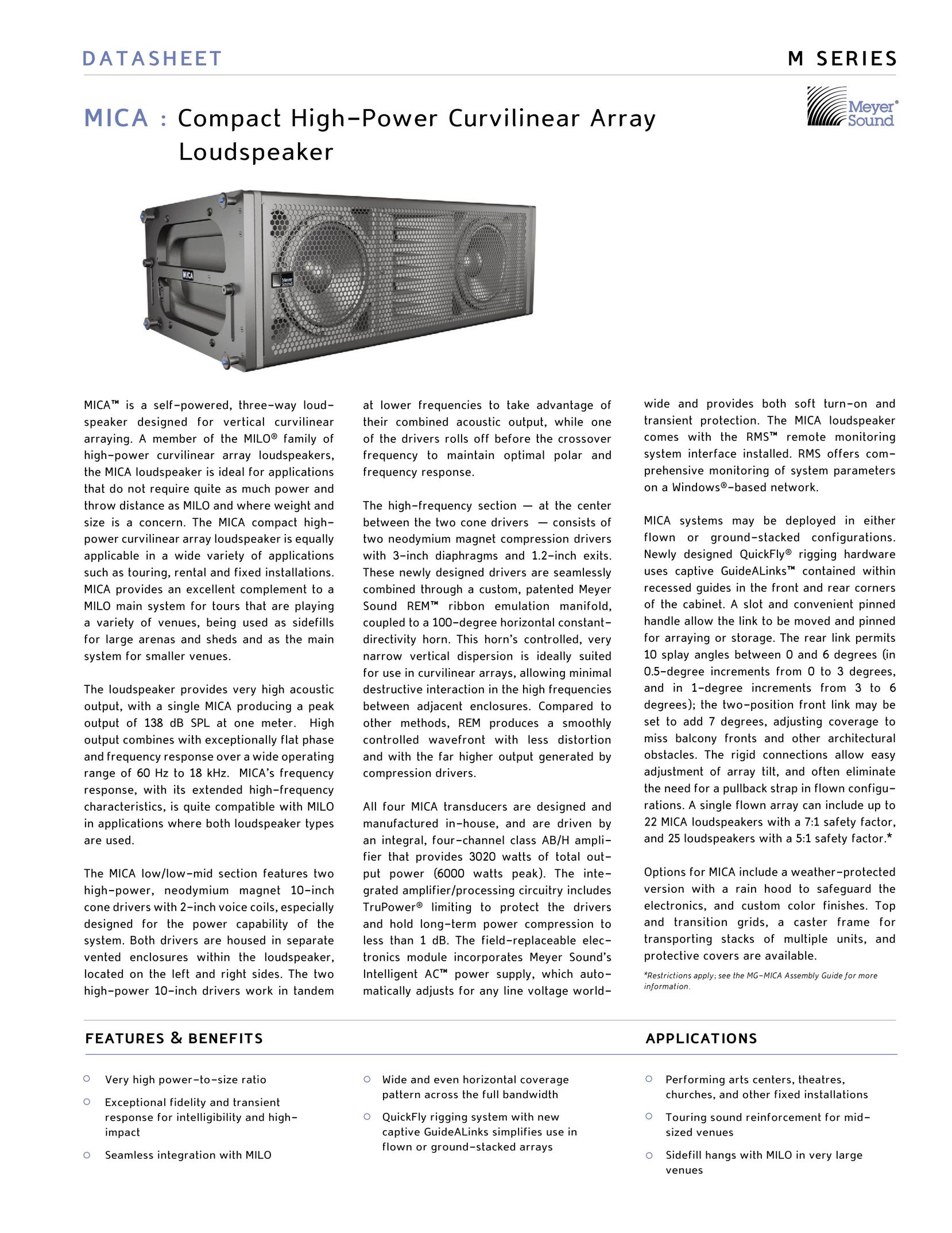 Meyer Sound MICA Portable Speaker User Manual