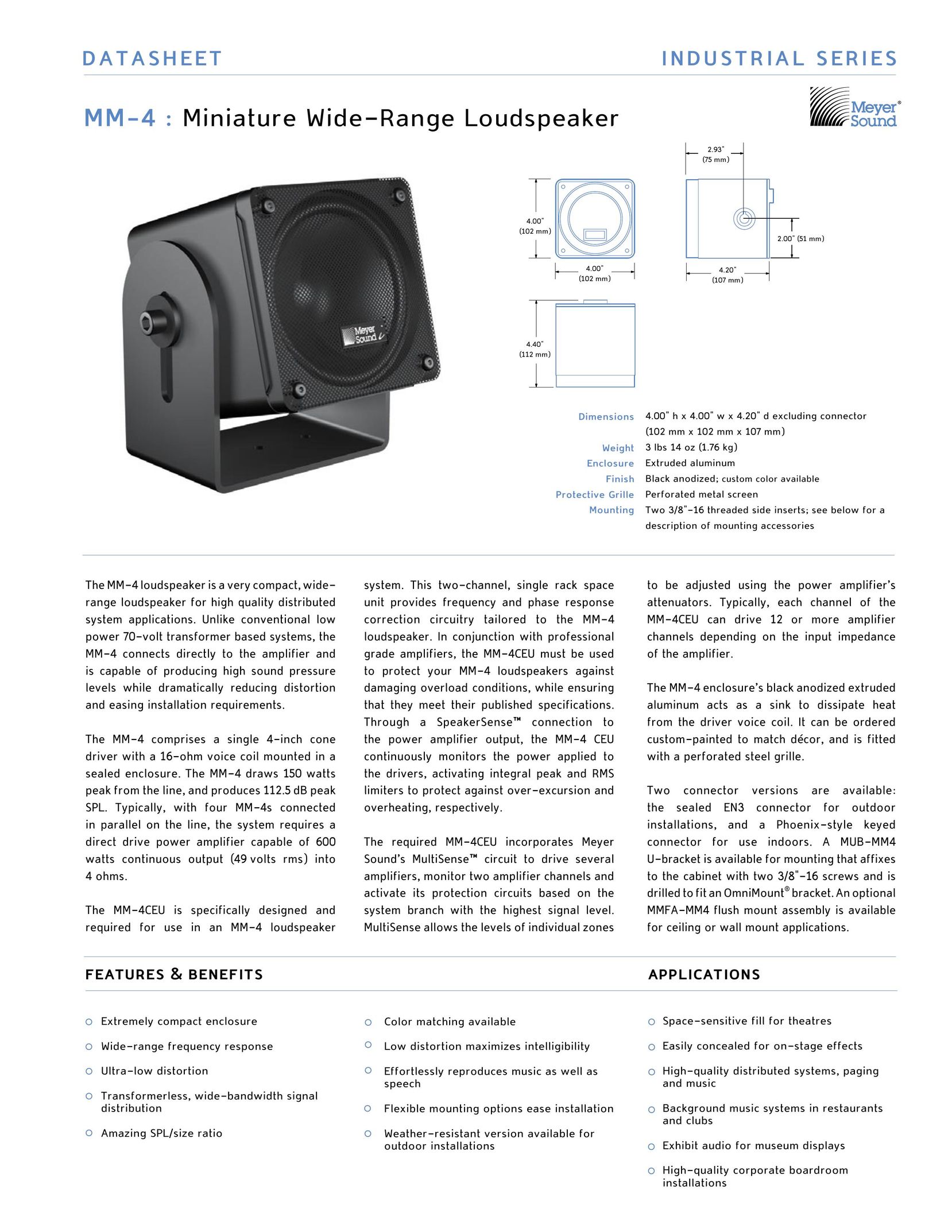 Meyer Sound MM-4 Portable Speaker User Manual