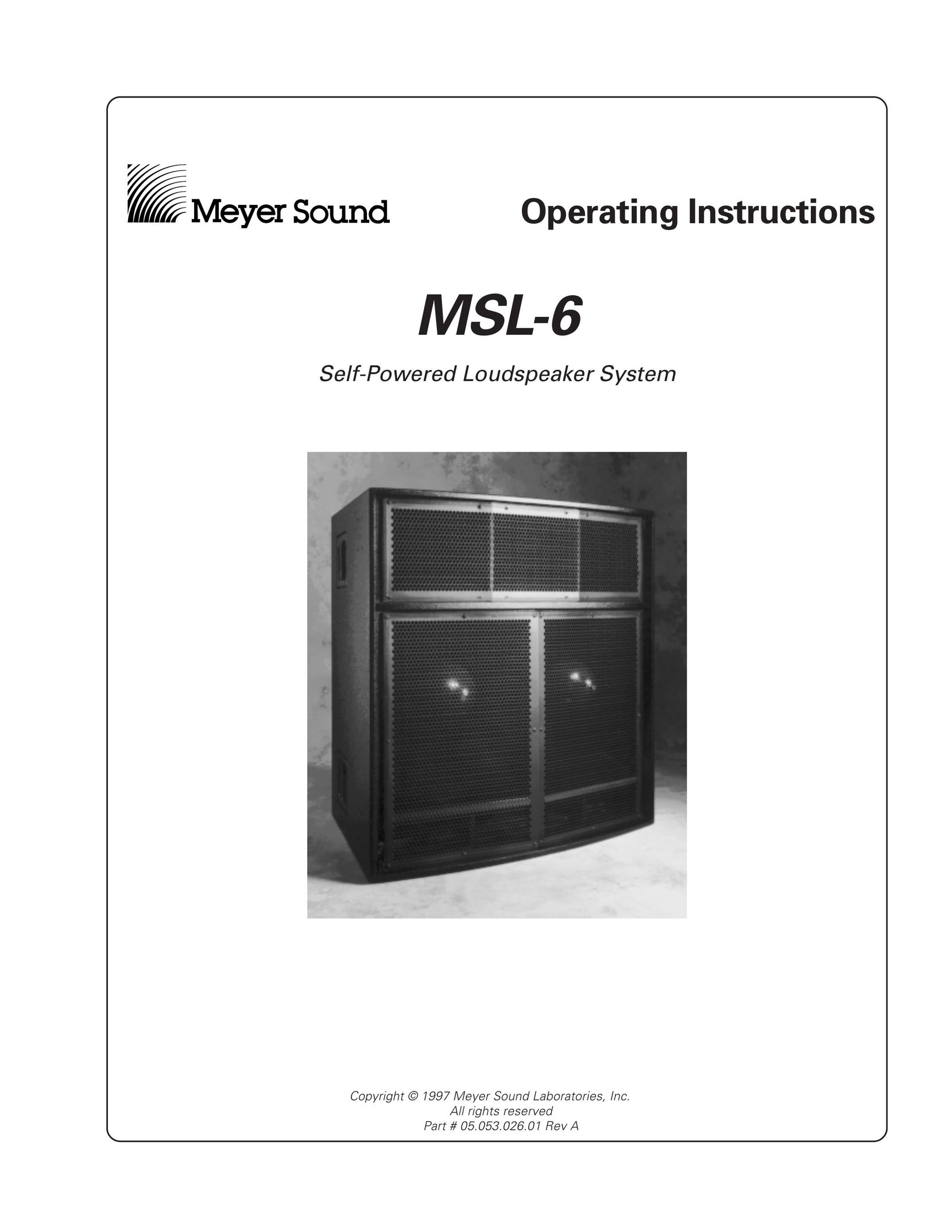 Meyer Sound MSL-6 Portable Speaker User Manual