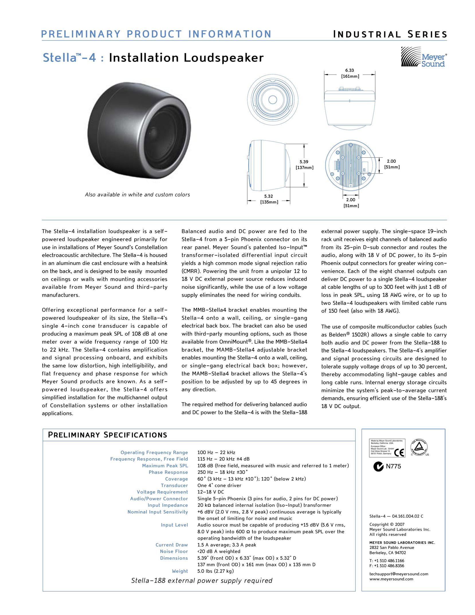 Meyer Sound Stella-4 Portable Speaker User Manual