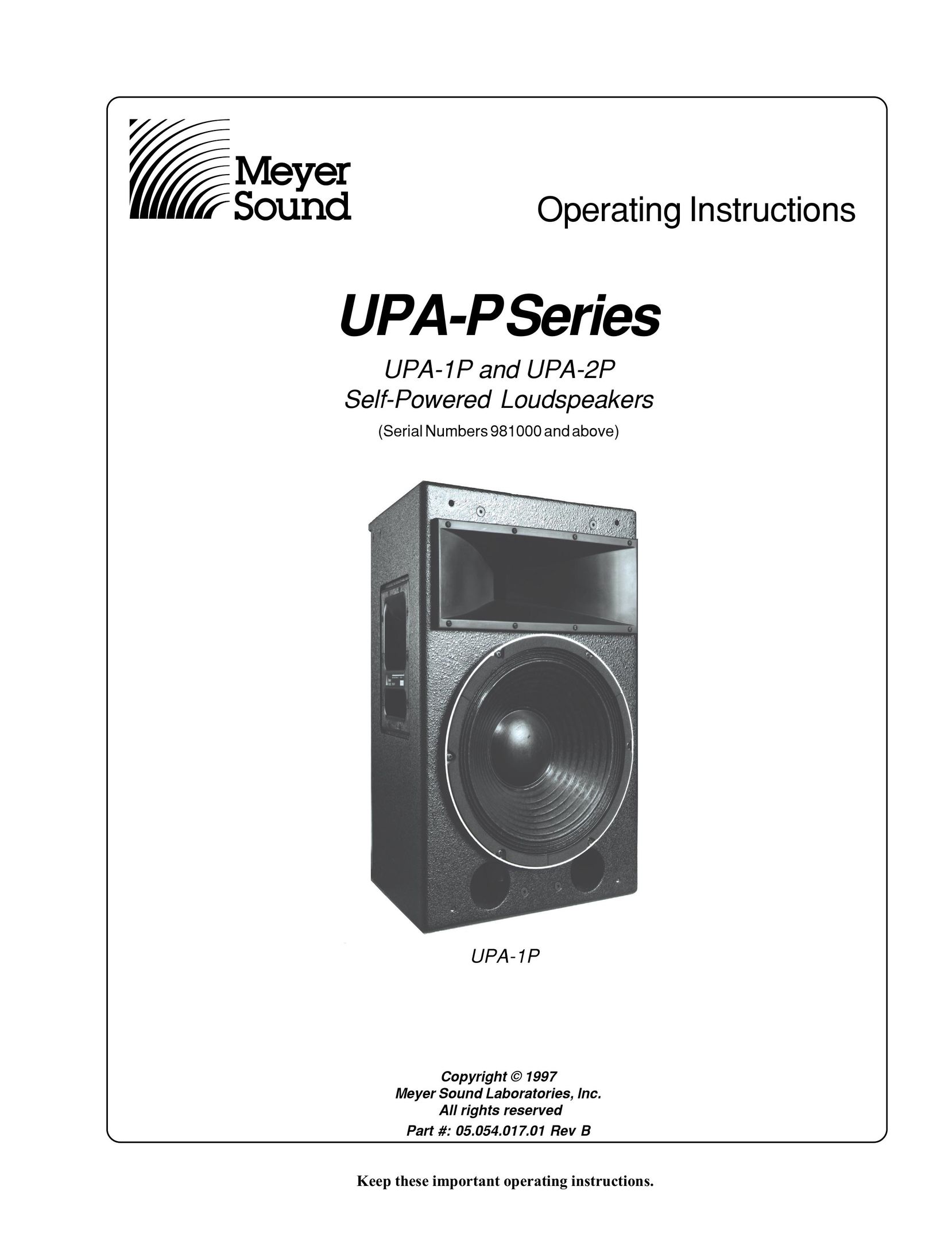 Meyer Sound UPA-1P Portable Speaker User Manual