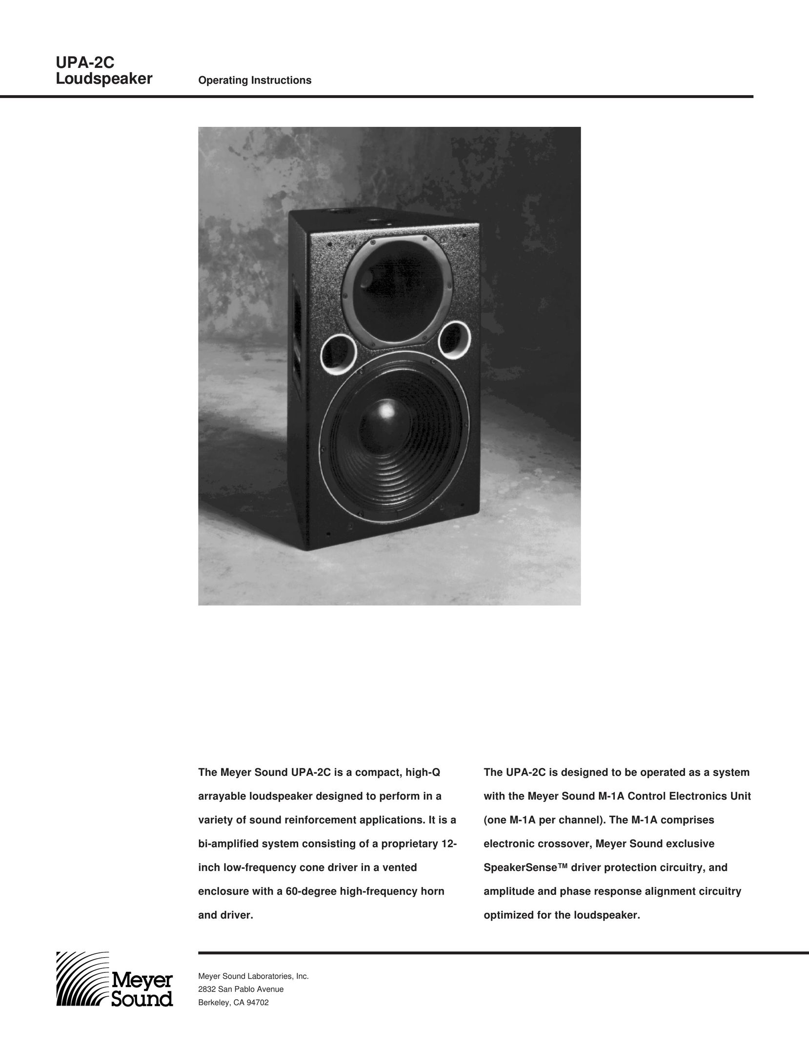 Meyer Sound UPA-2C Portable Speaker User Manual