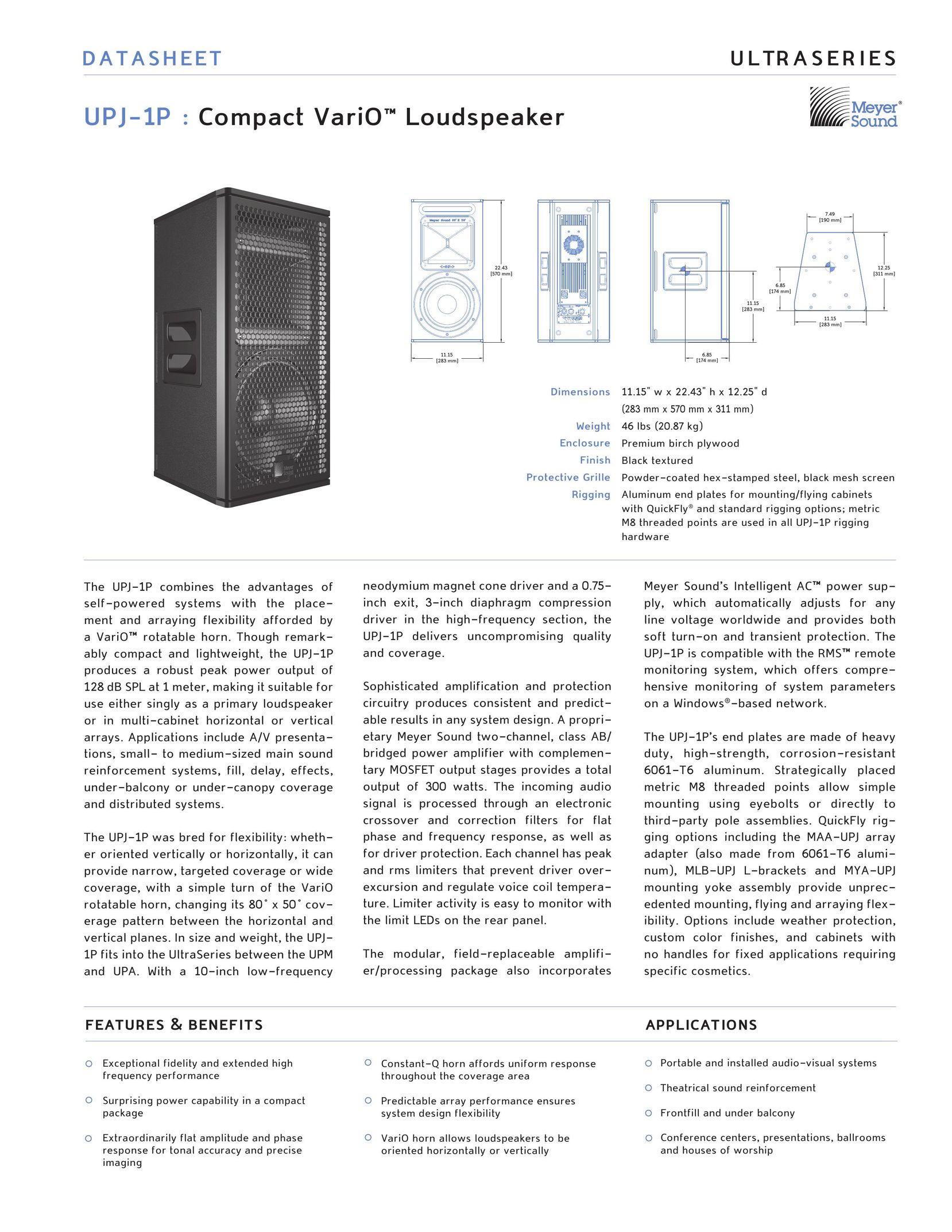 Meyer Sound UPJ-1P Portable Speaker User Manual