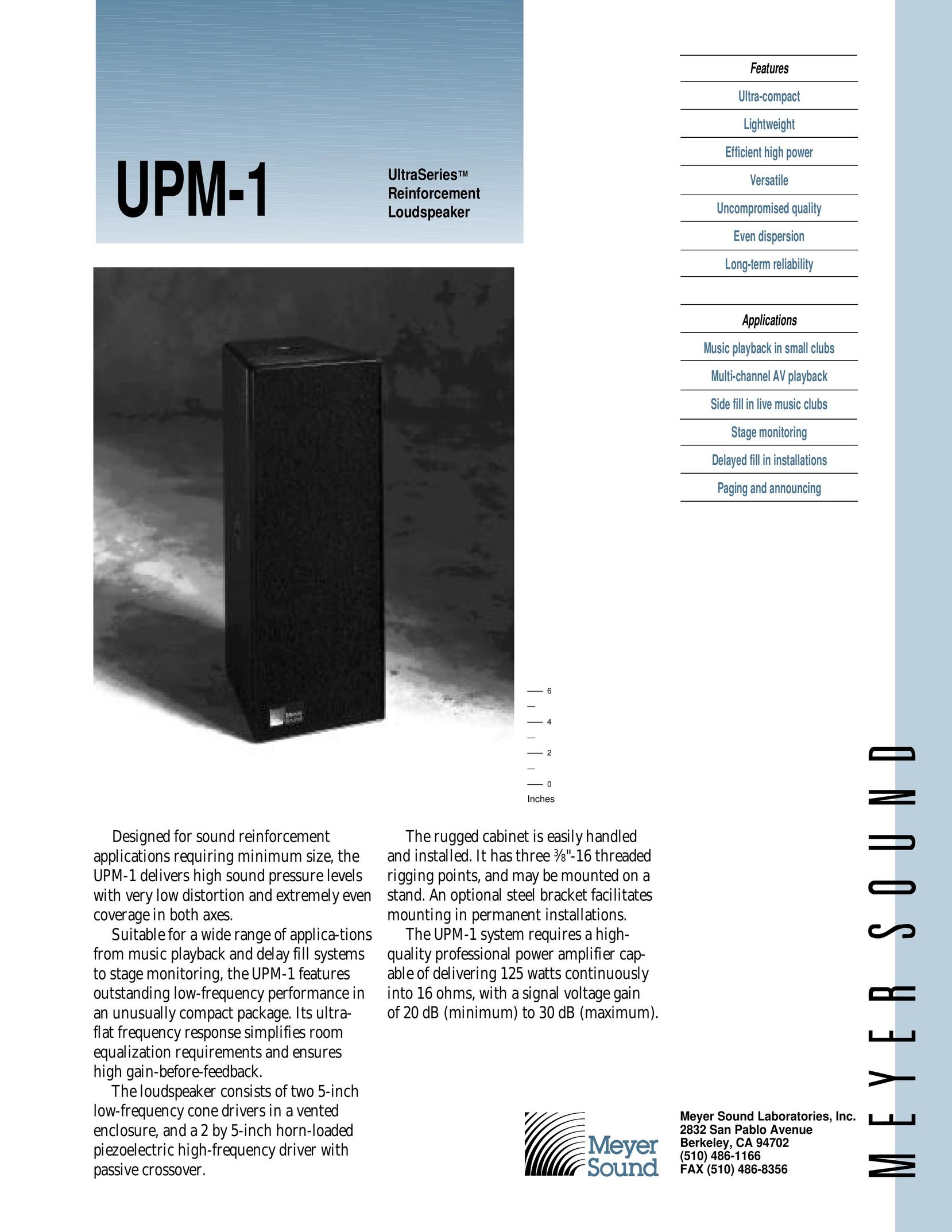 Meyer Sound UPM-1 Portable Speaker User Manual