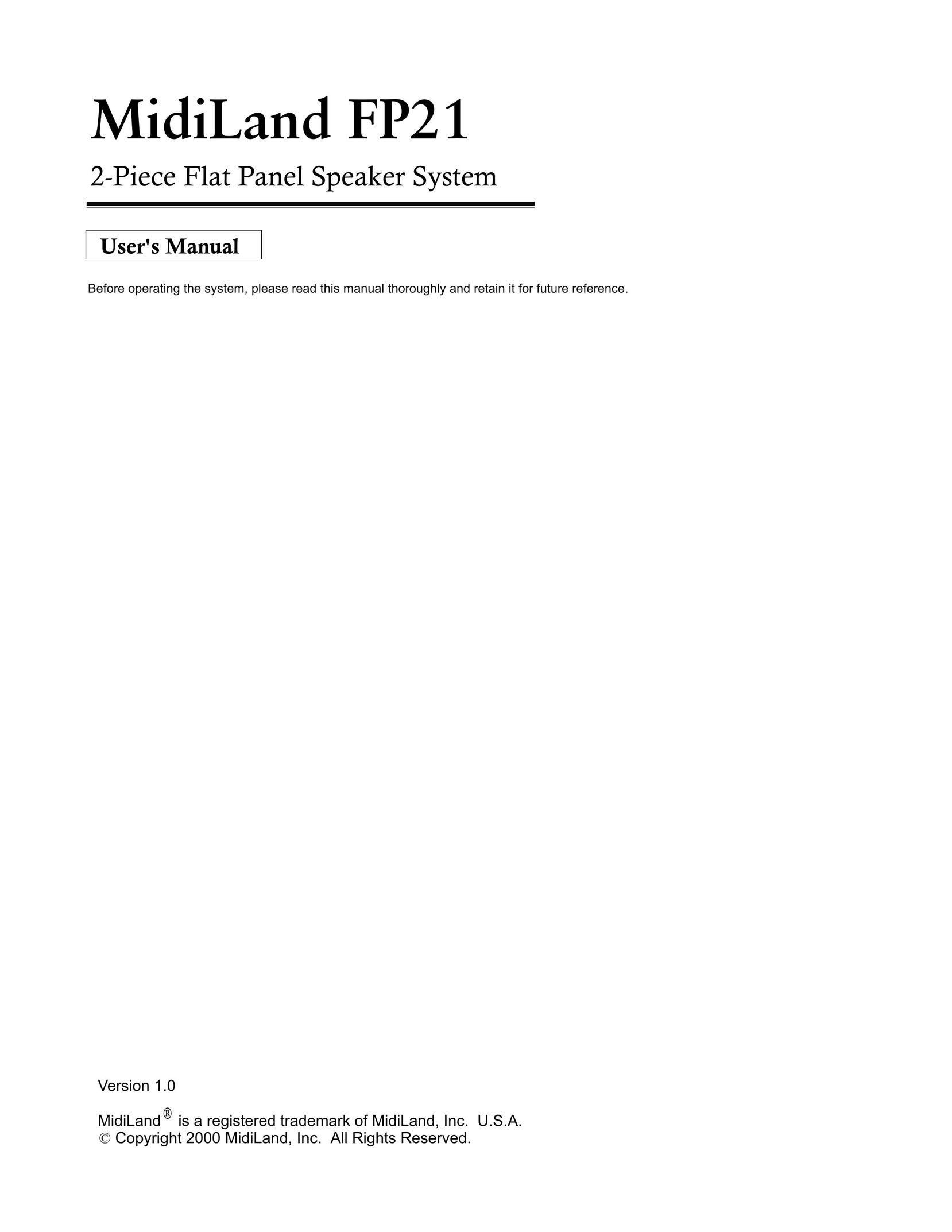 MidiLand FP21 Portable Speaker User Manual