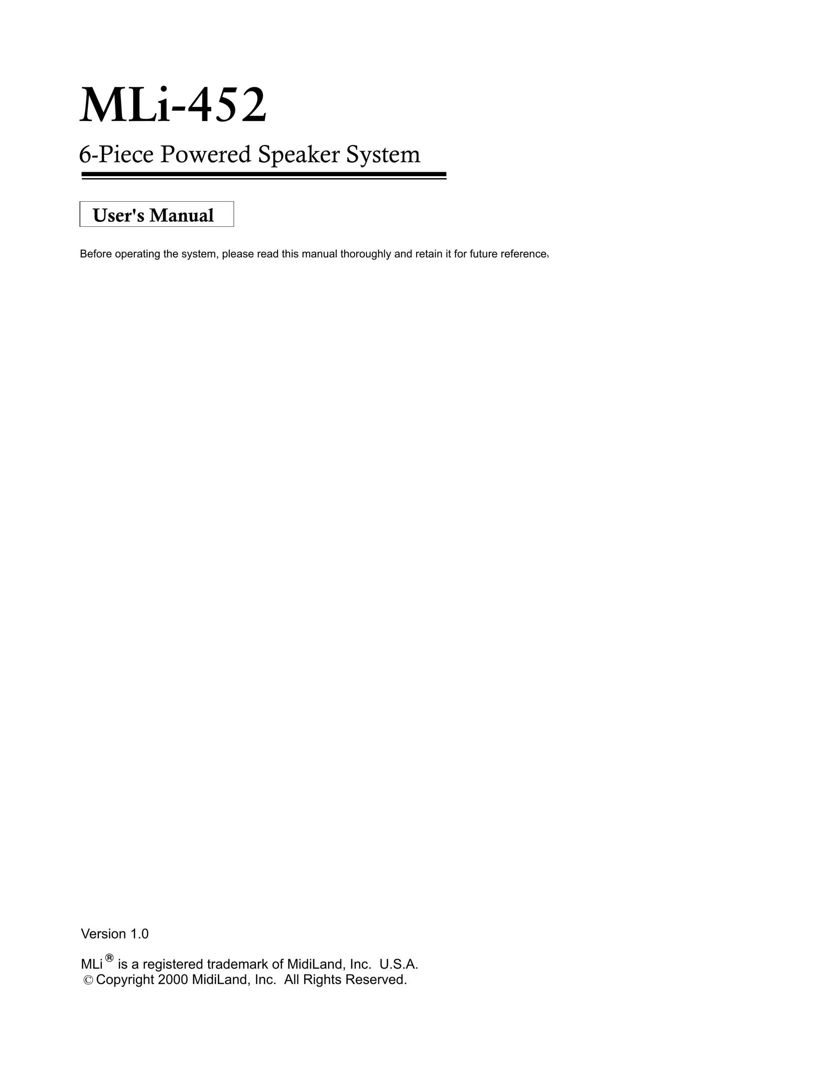 MidiLand MLI-452 Portable Speaker User Manual