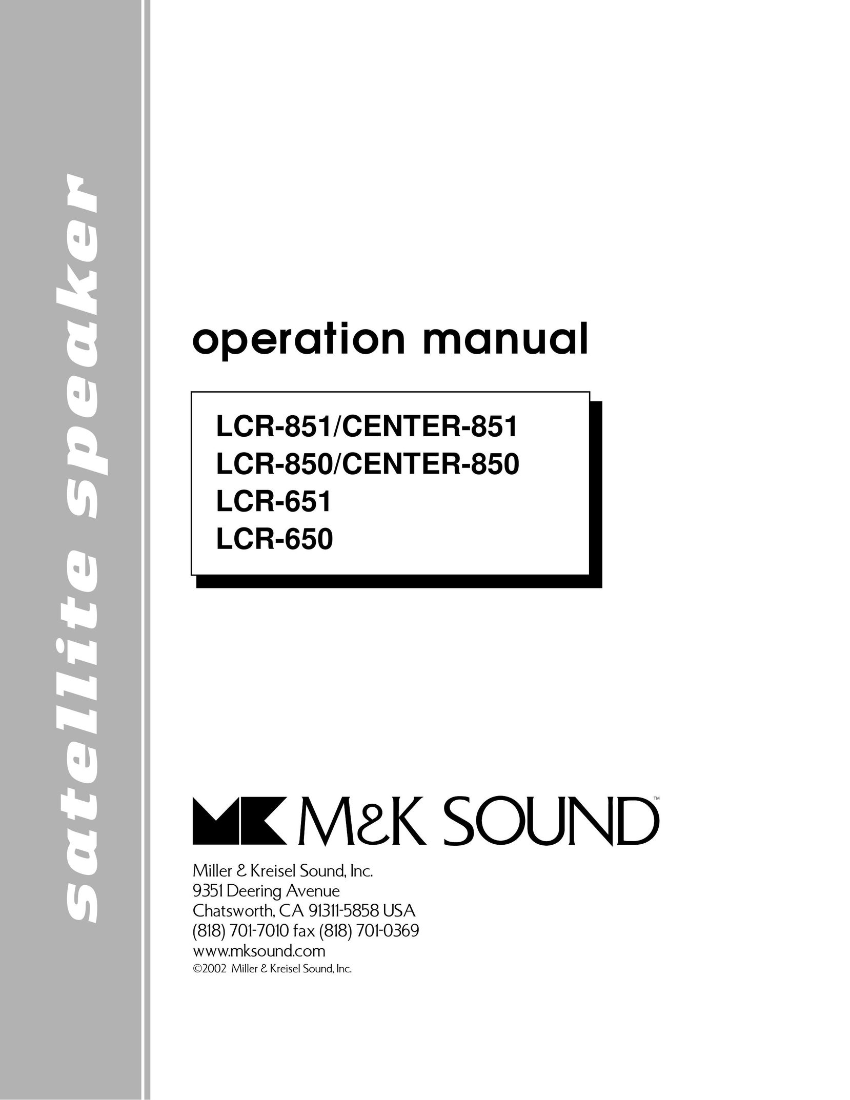 MK Sound LCR-850 Portable Speaker User Manual