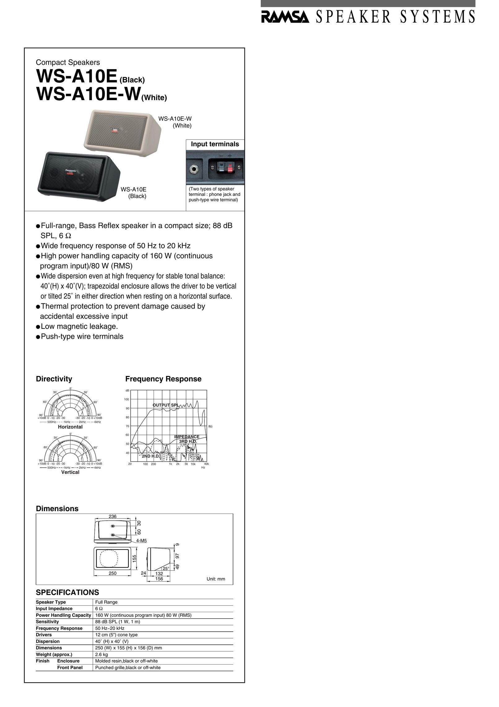 Panasonic WS-A10E-W Portable Speaker User Manual