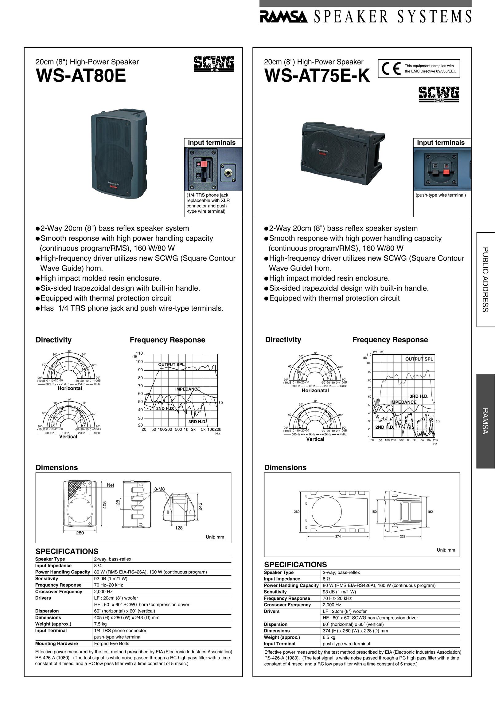 Panasonic WS-AT80E Portable Speaker User Manual