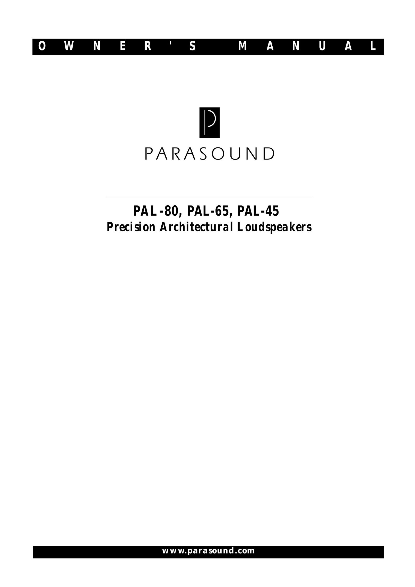 Parasound PAL-80 Portable Speaker User Manual