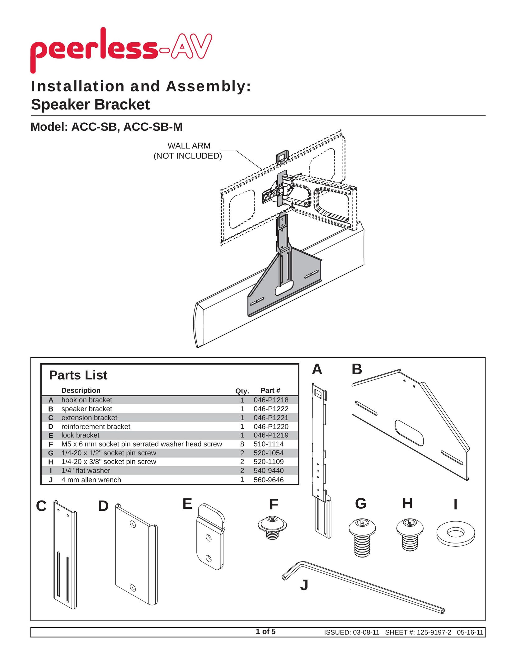 Peerless Industries ACC-SB Portable Speaker User Manual