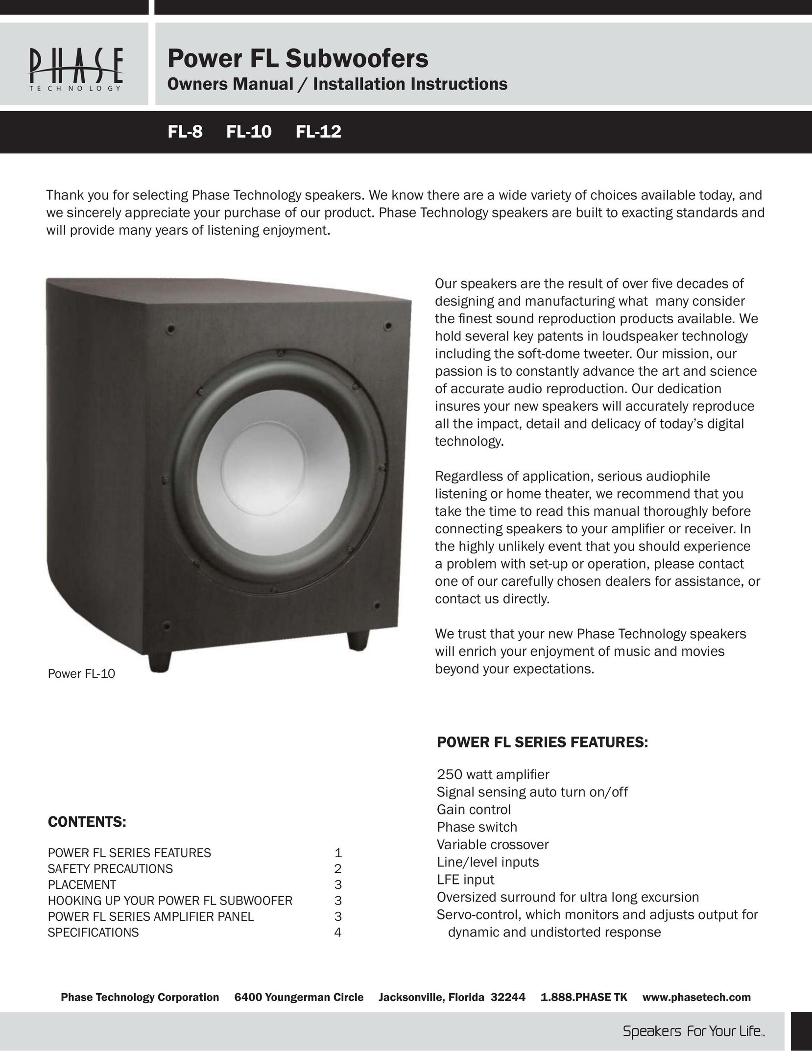 Phase Technology FL-10 Portable Speaker User Manual