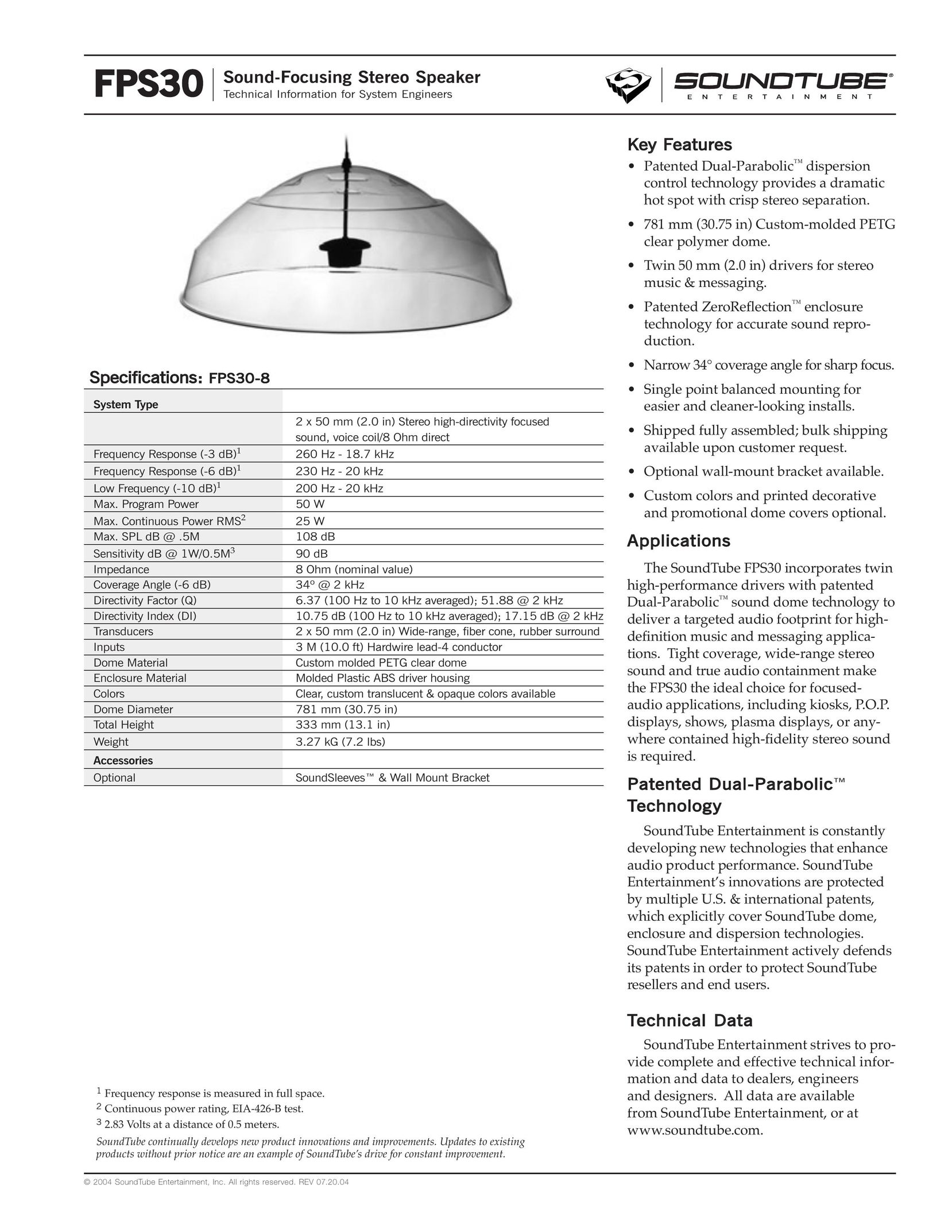 Phase Technology FPS30-8 Portable Speaker User Manual