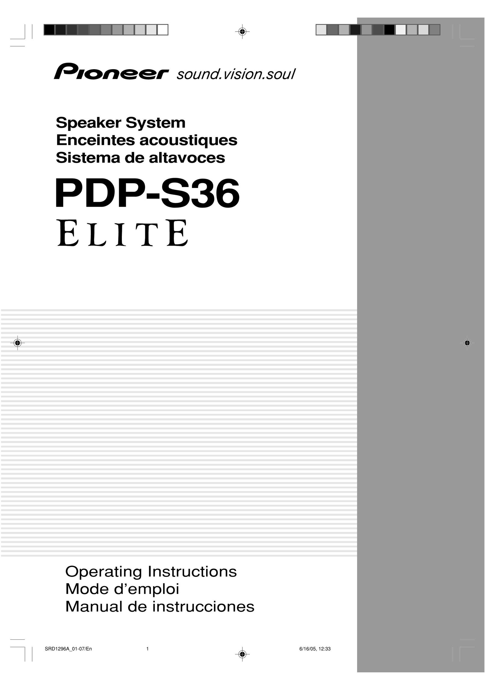 Pioneer PDP-S36 Portable Speaker User Manual