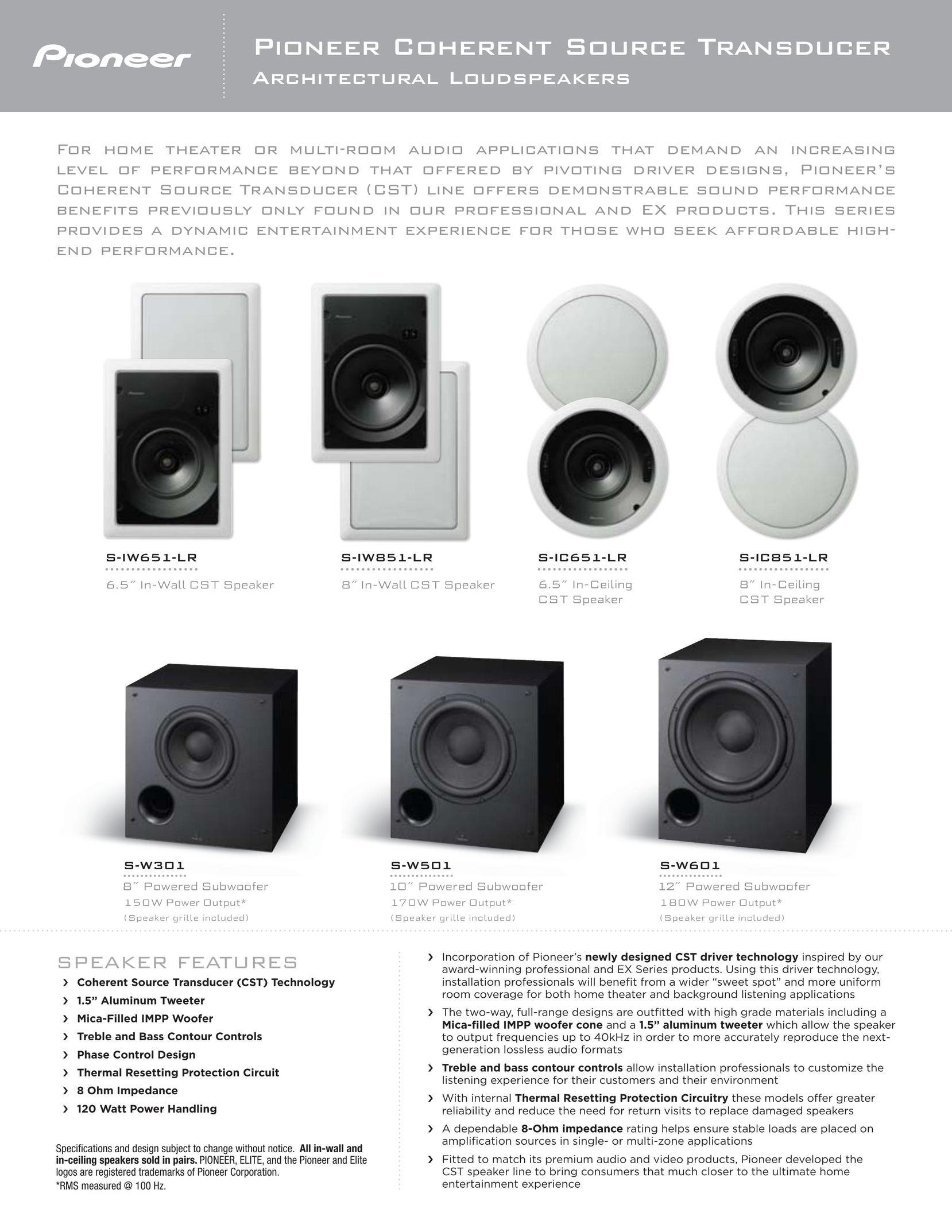 Pioneer S-IW651-LR Portable Speaker User Manual
