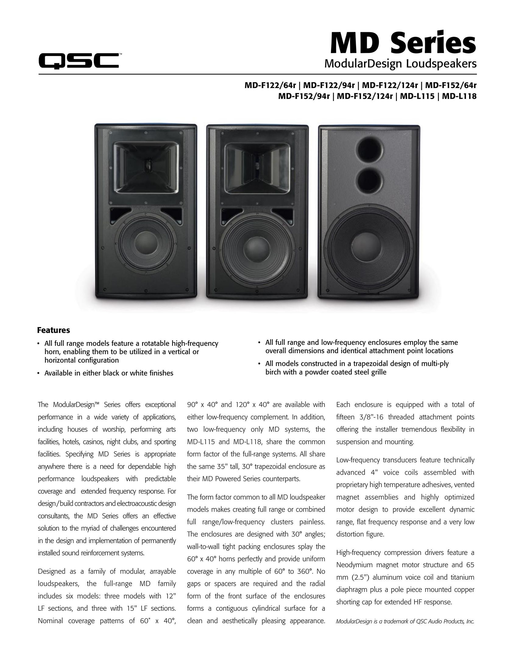 QSC Audio MD-F122/124r Portable Speaker User Manual