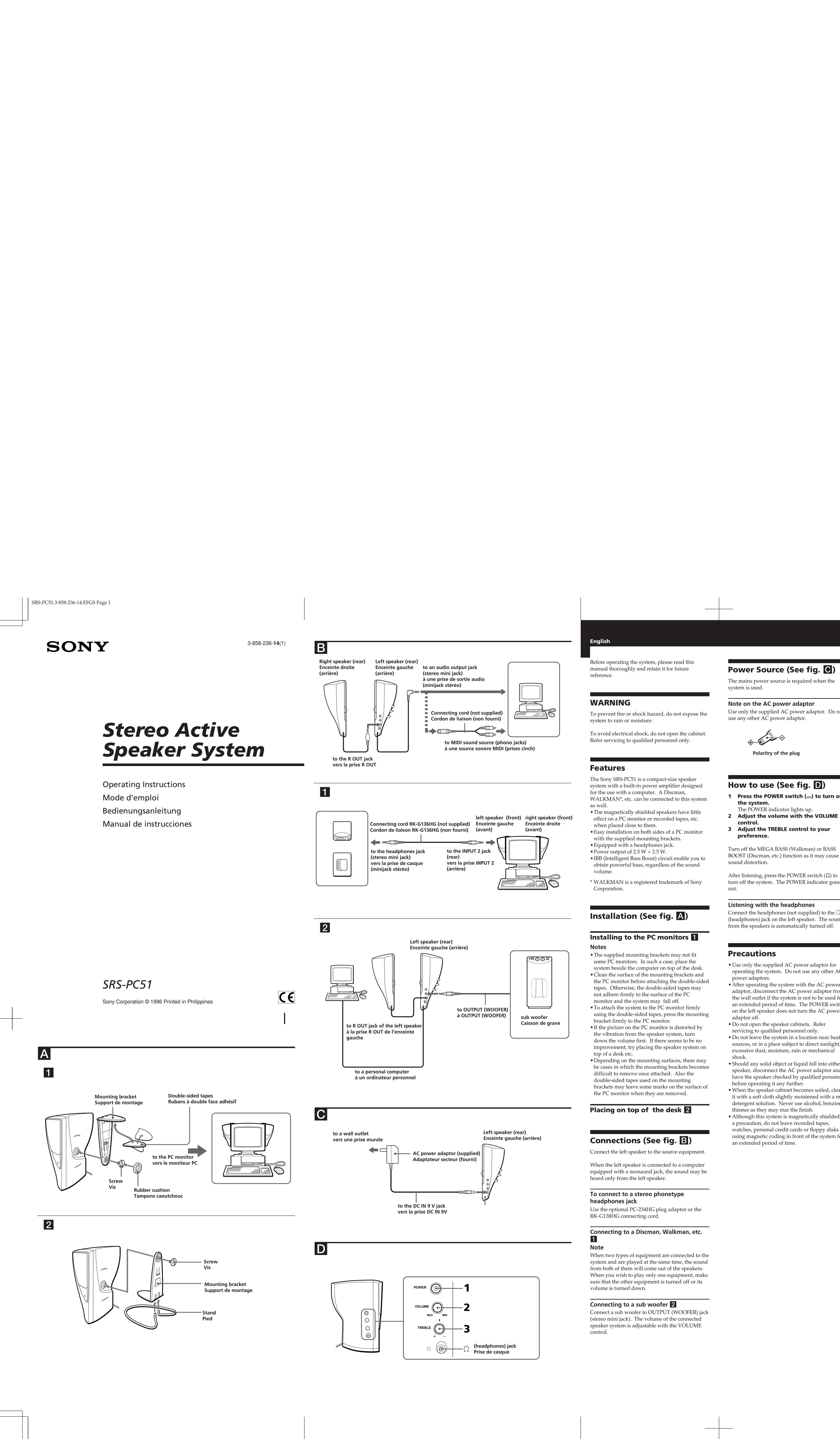Sony SRSPC51 Portable Speaker User Manual