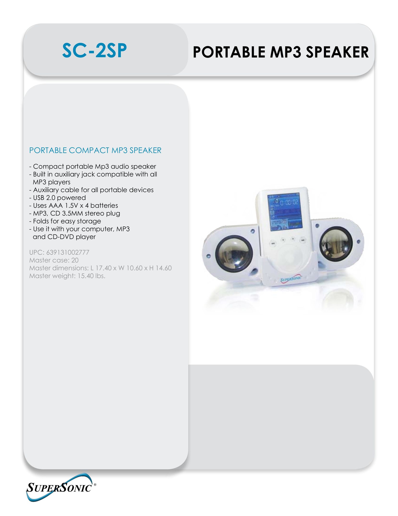 Supersonic SC-2SP Portable Speaker User Manual