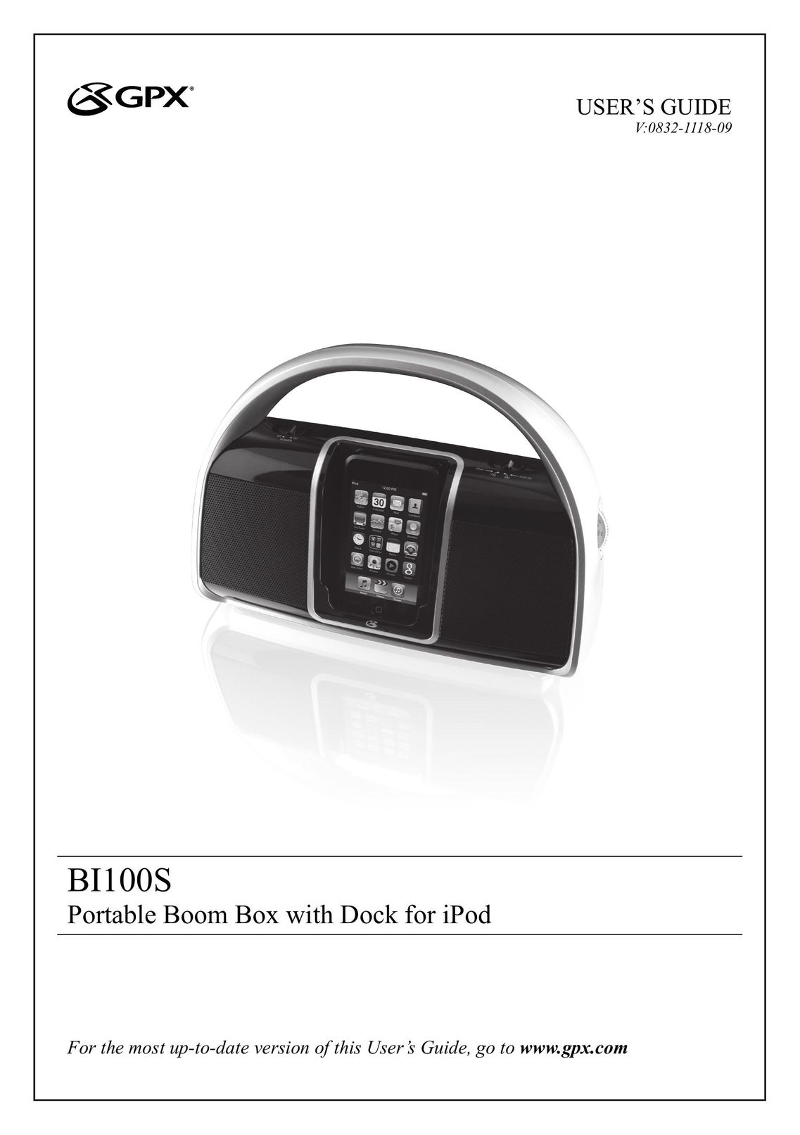 GPX BI100S Portable Stereo System User Manual