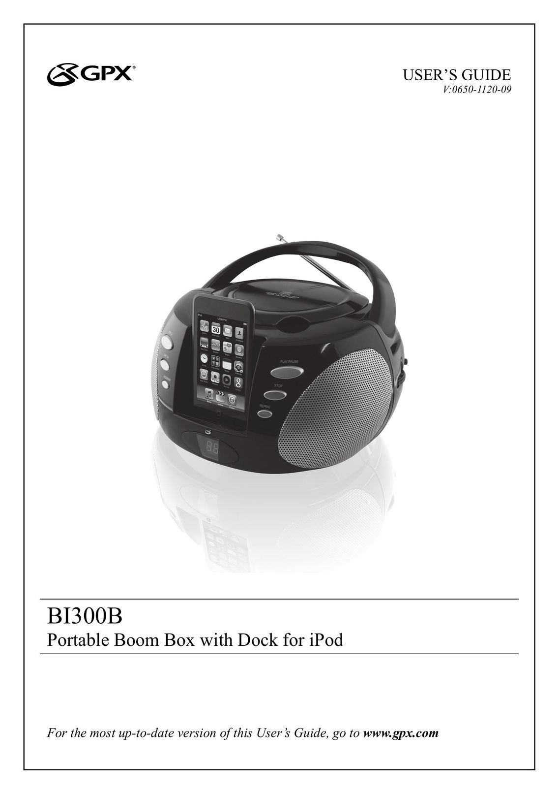 GPX BI300B Portable Stereo System User Manual