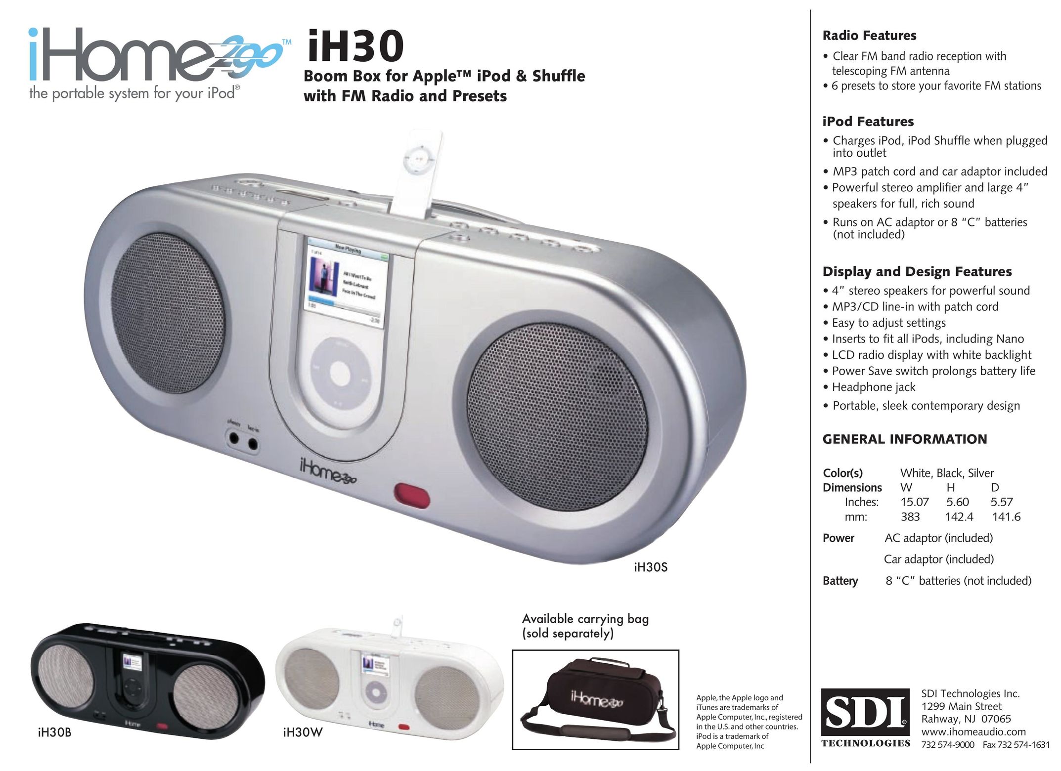 iHome iH30B Portable Stereo System User Manual