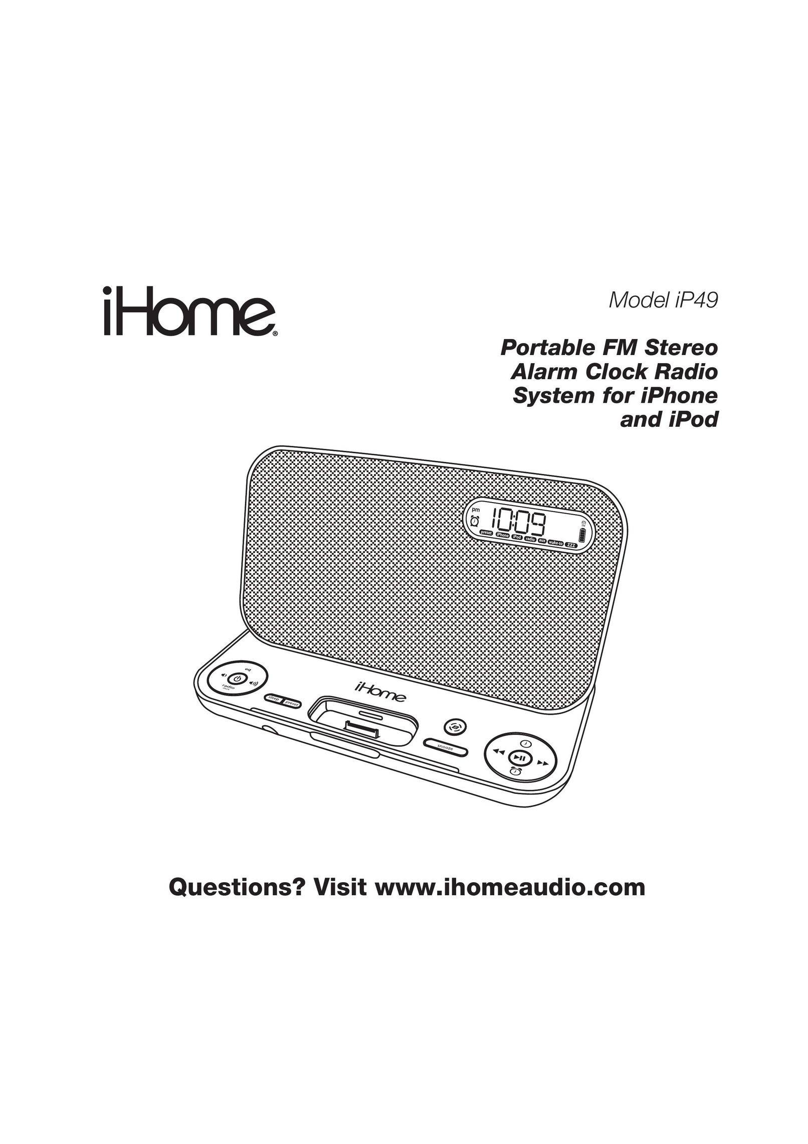 iHome IP49 Portable Stereo System User Manual