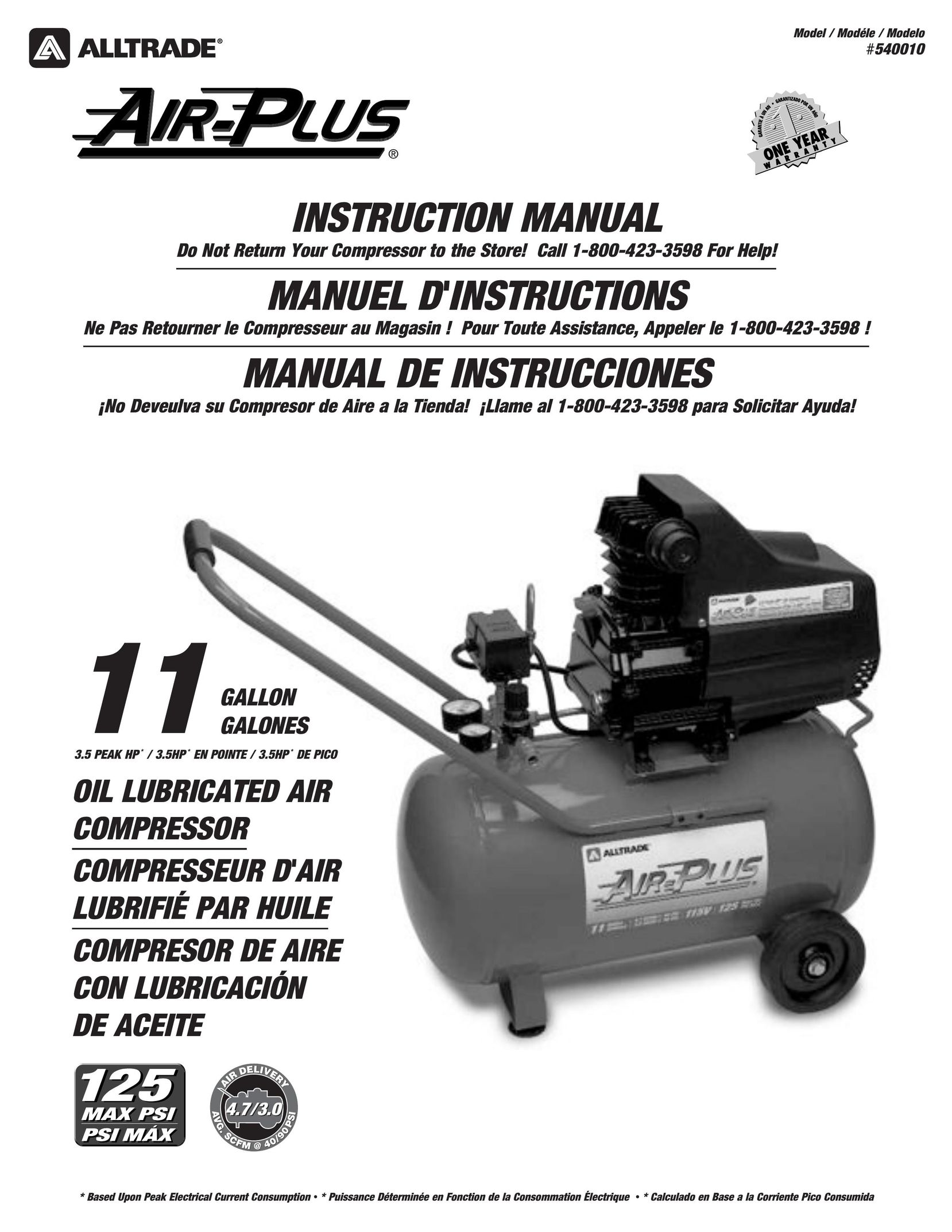 AllTrade 540010 Air Compressor User Manual