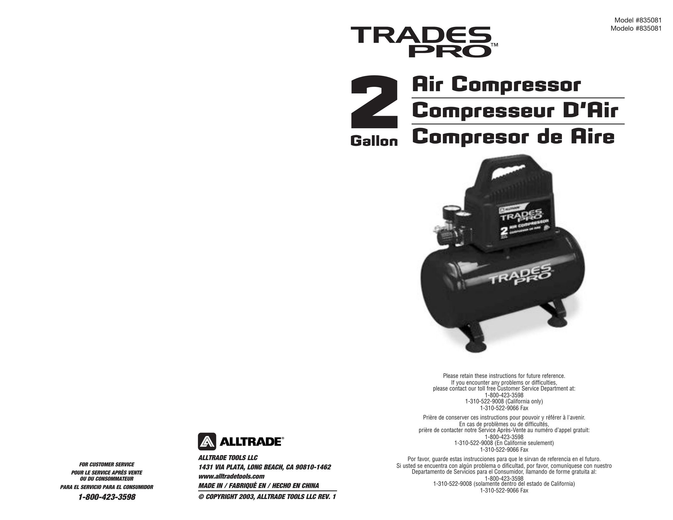 AllTrade 835081 Air Compressor User Manual