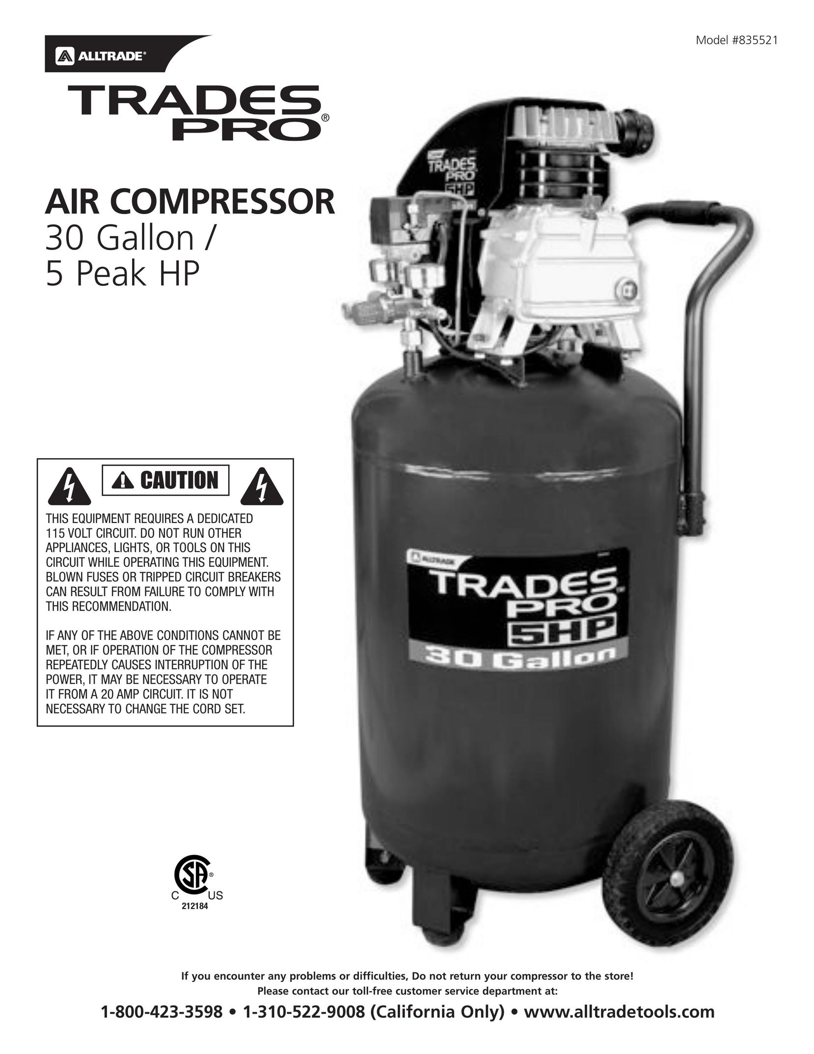 AllTrade 835521 Air Compressor User Manual