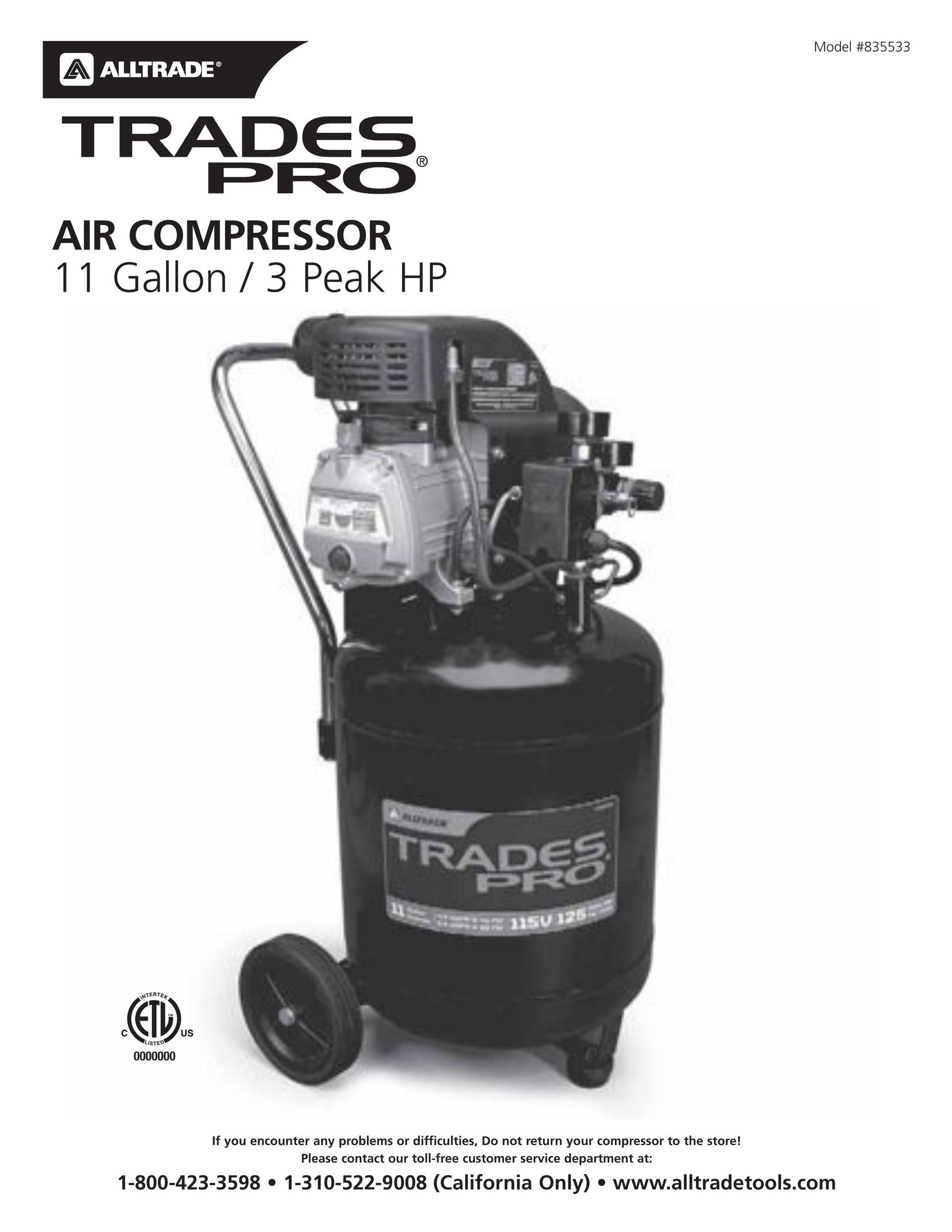 AllTrade 835533 Air Compressor User Manual