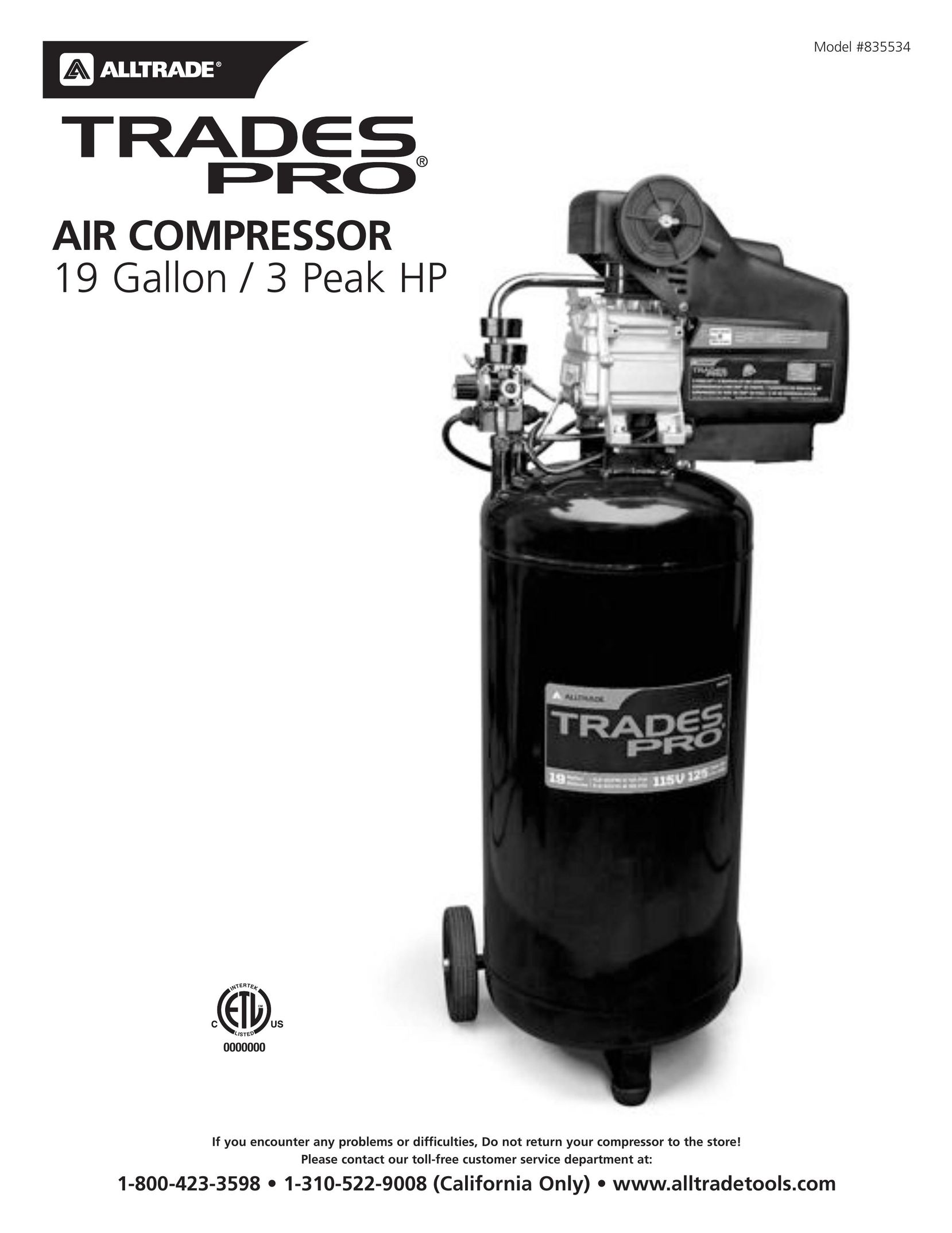 AllTrade 835534 Air Compressor User Manual