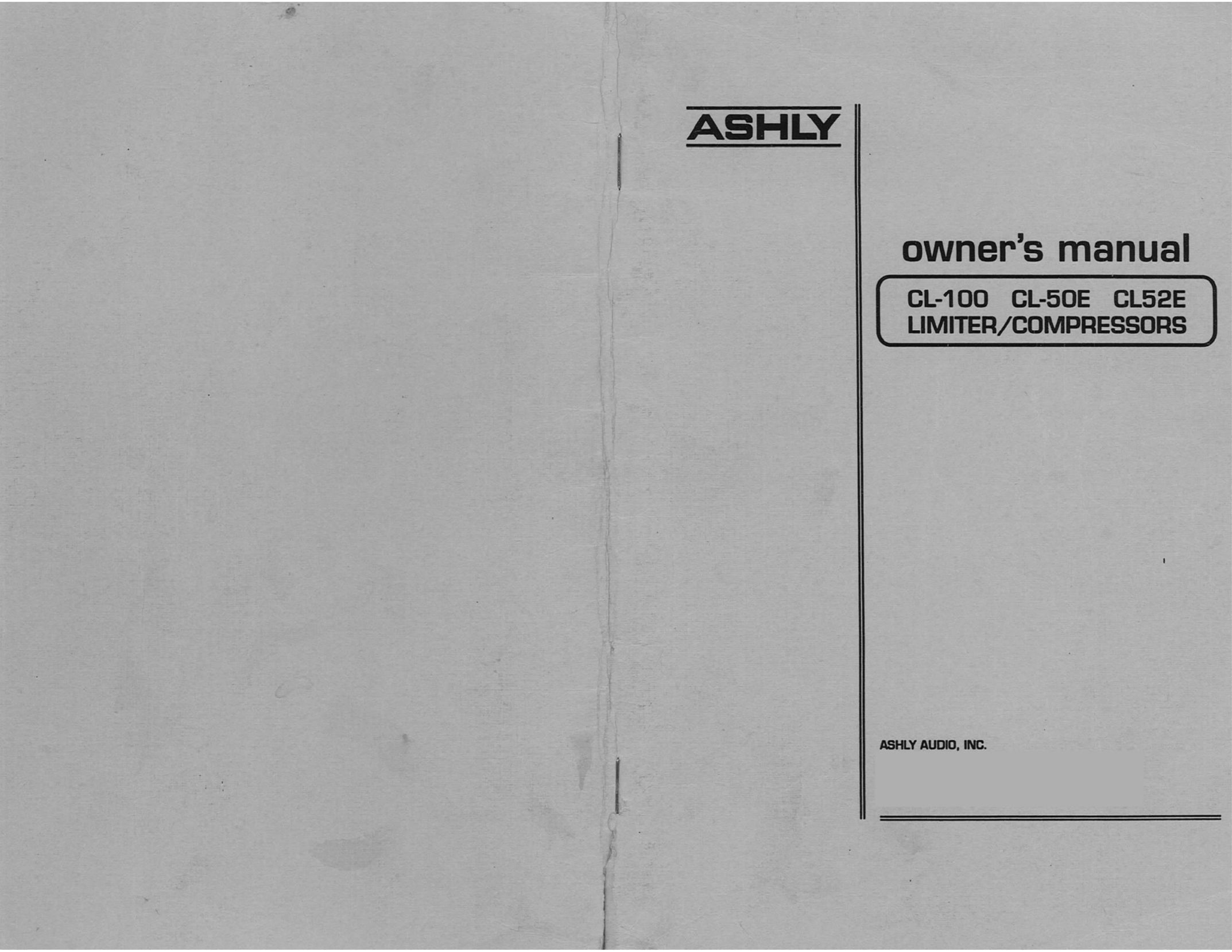Ashly CL-100 Air Compressor User Manual