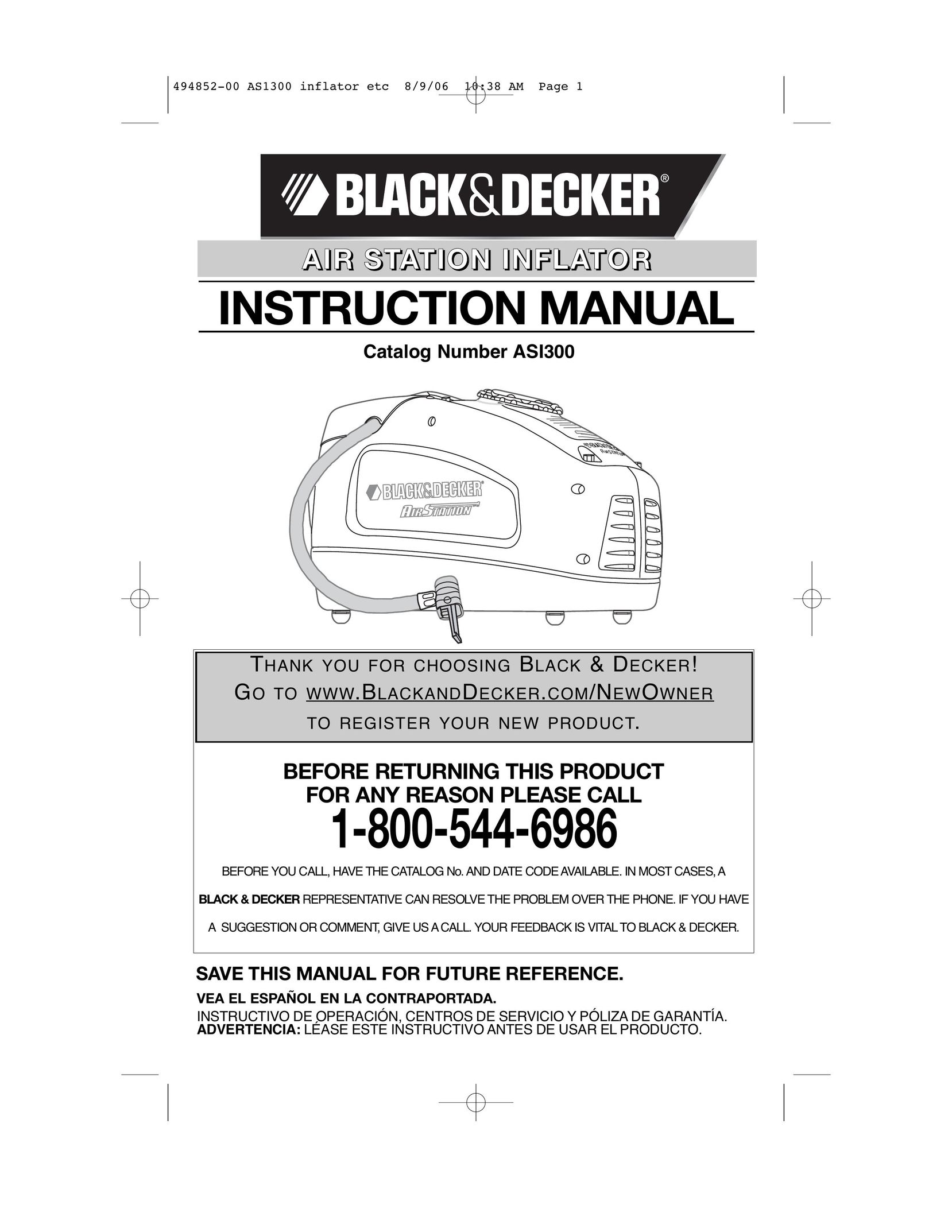 Black & Decker ASI300 Air Compressor User Manual