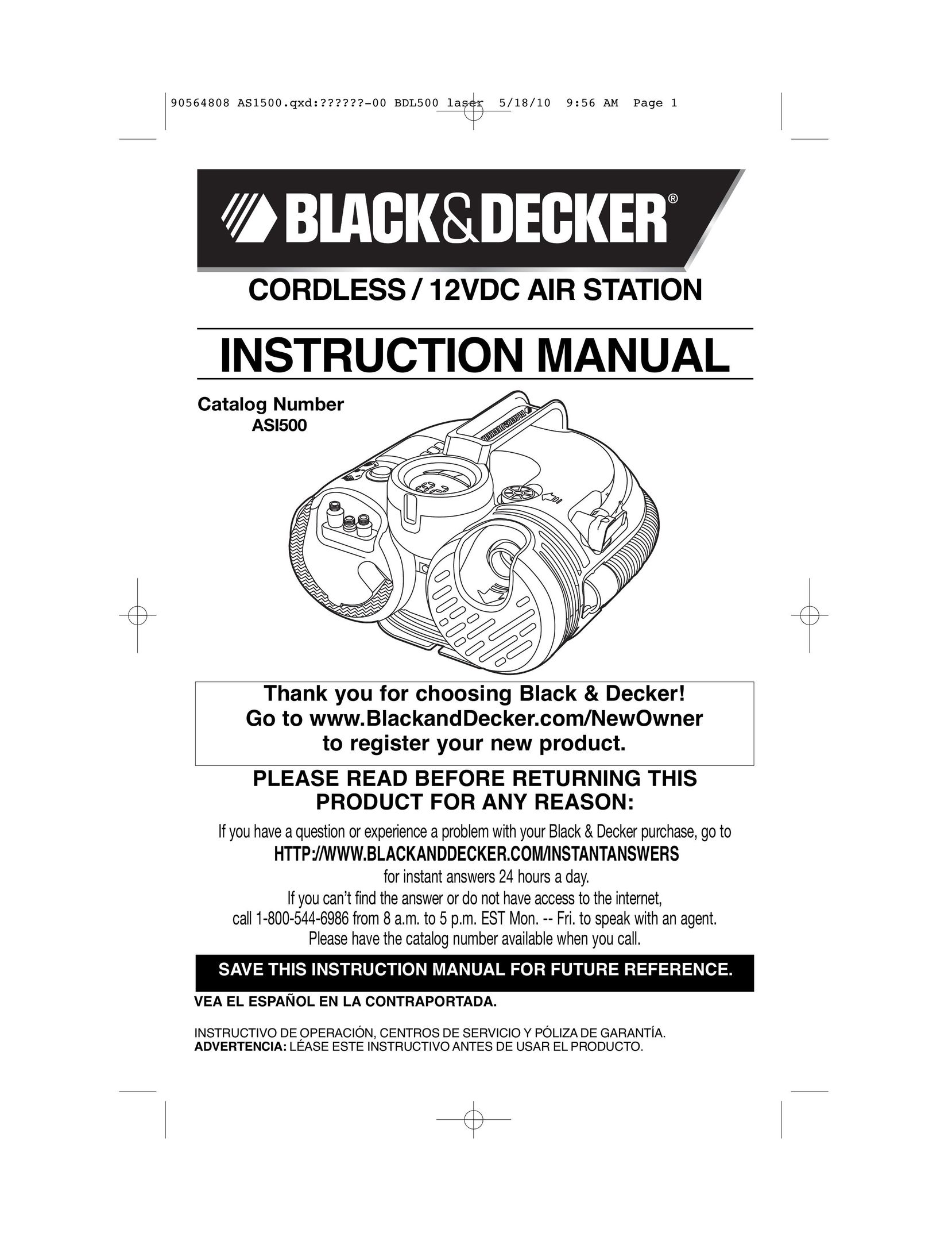 Black & Decker ASI500 Air Compressor User Manual