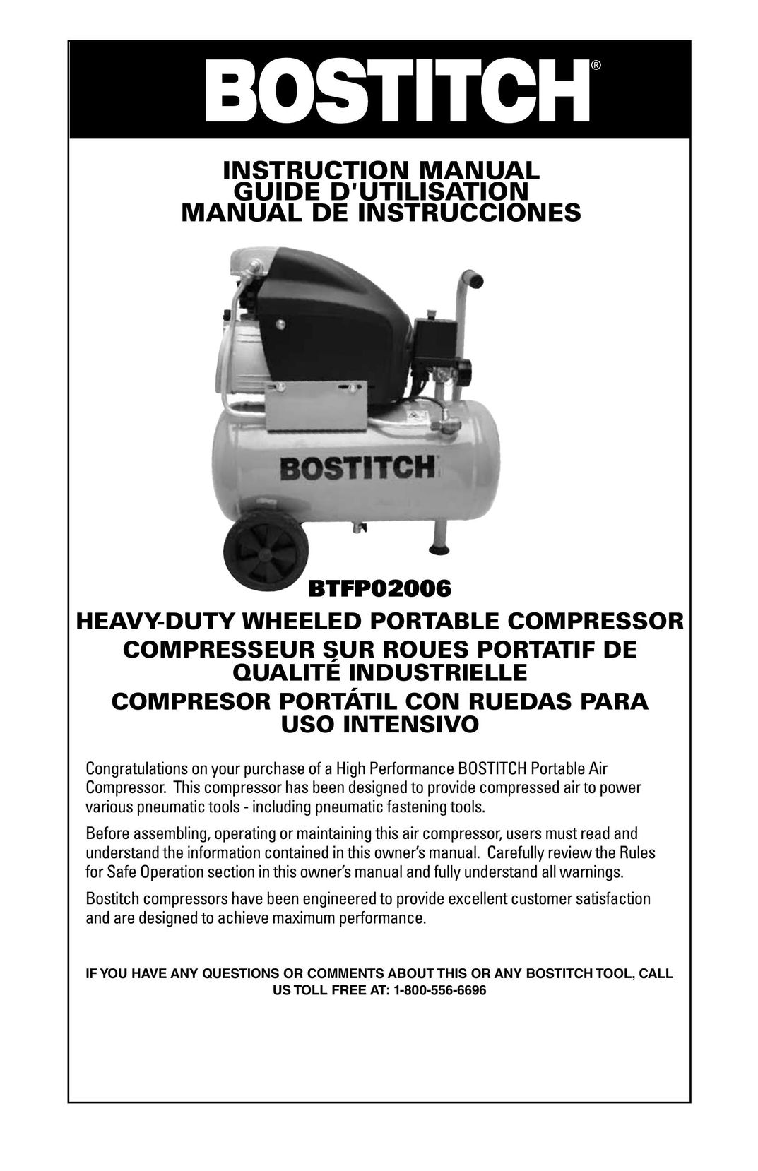 Bostitch BTFP02006 Air Compressor User Manual