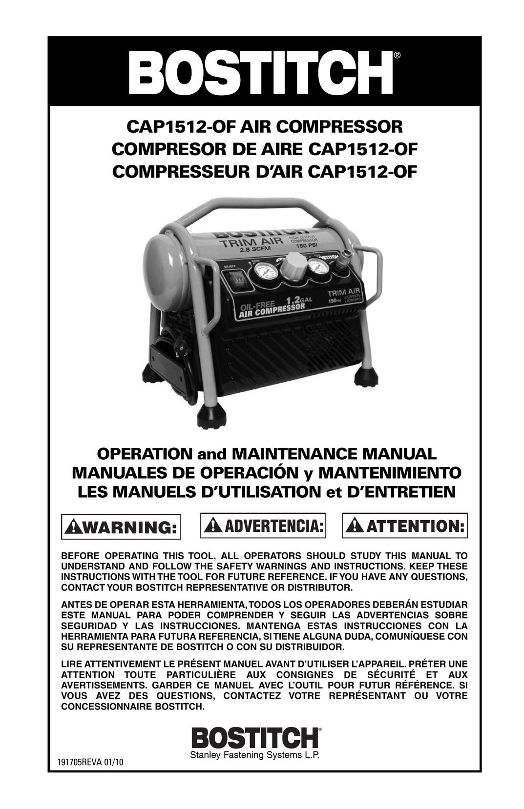 Bostitch CAP1512-OF Air Compressor User Manual