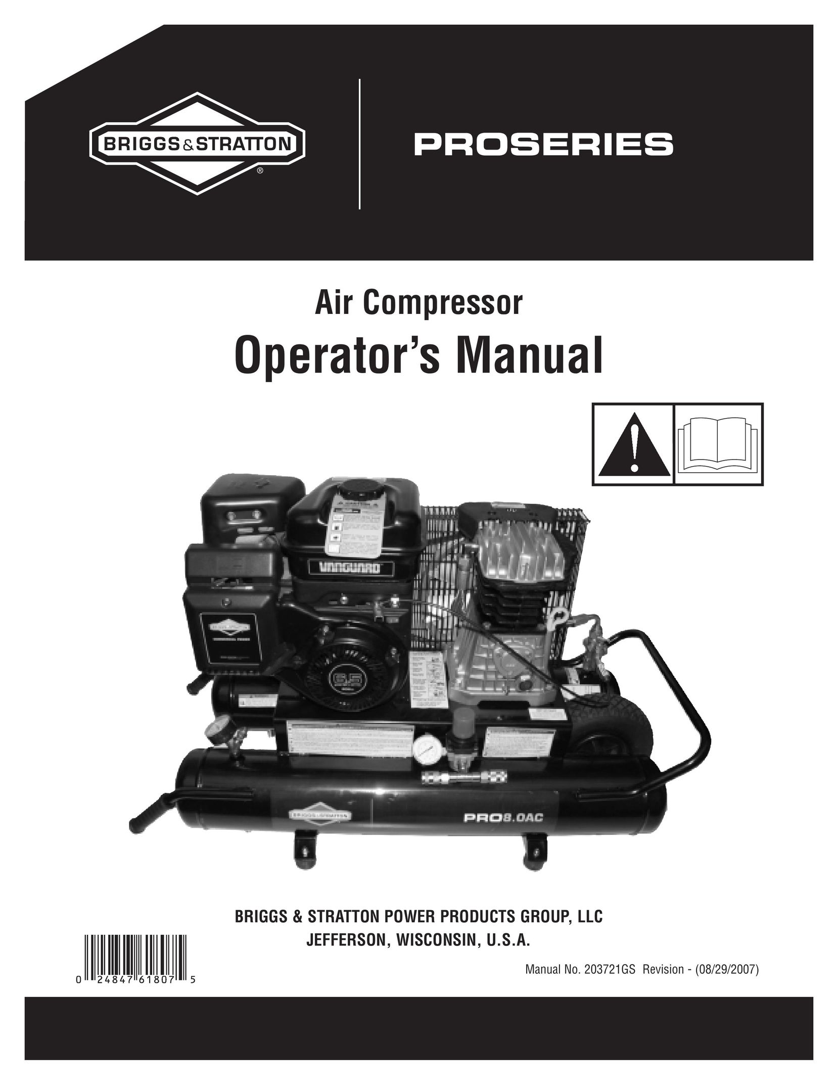 Briggs & Stratton 203721GS Air Compressor User Manual