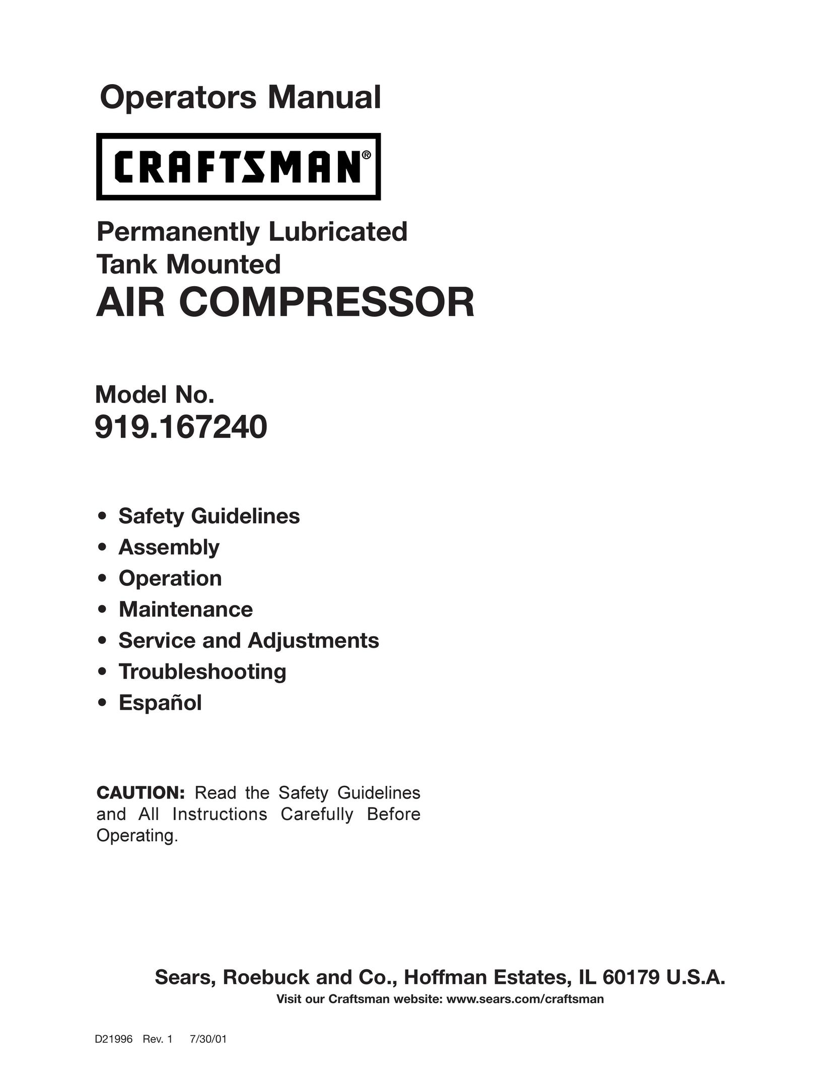 Craftsman 919.16724 Air Compressor User Manual
