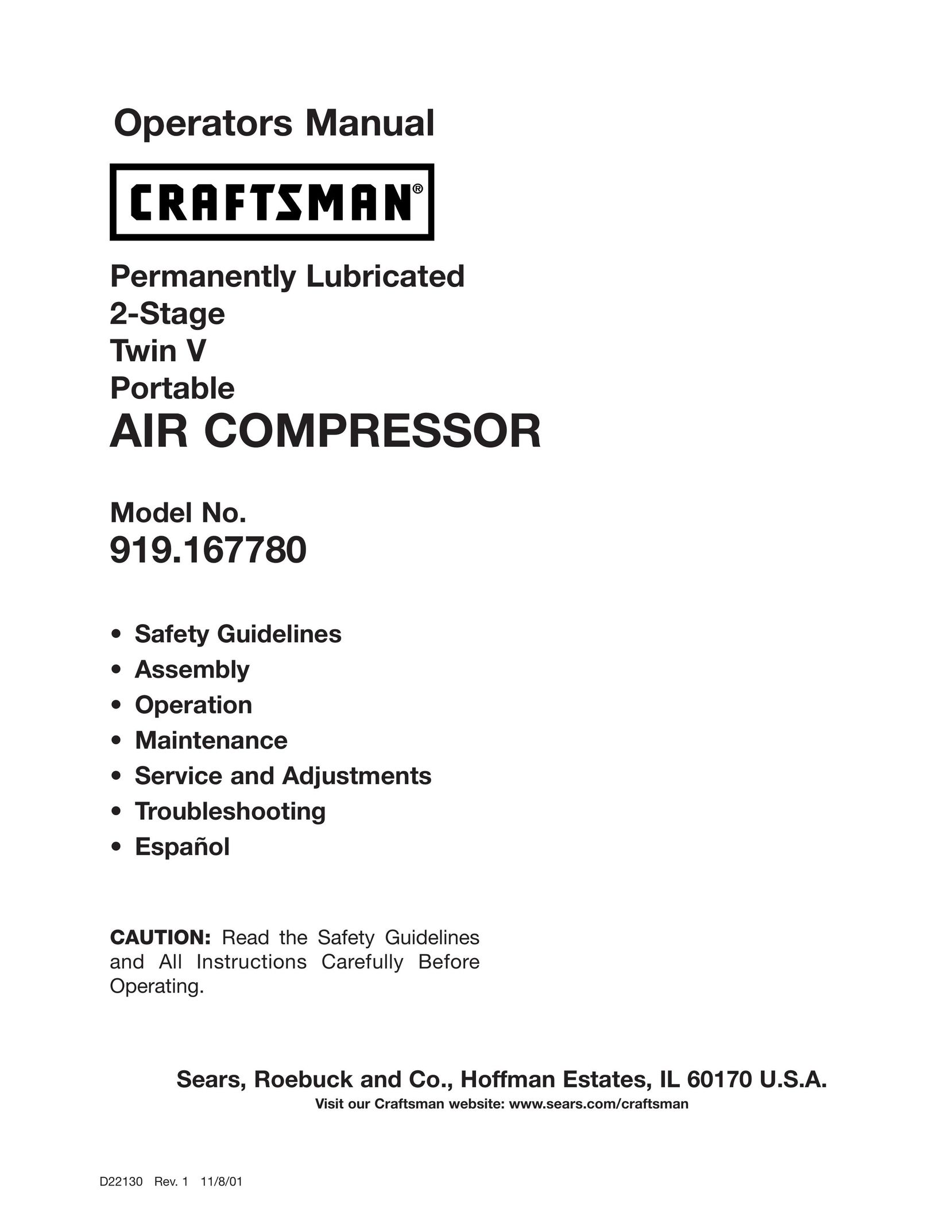 Craftsman 919.16778 Air Compressor User Manual