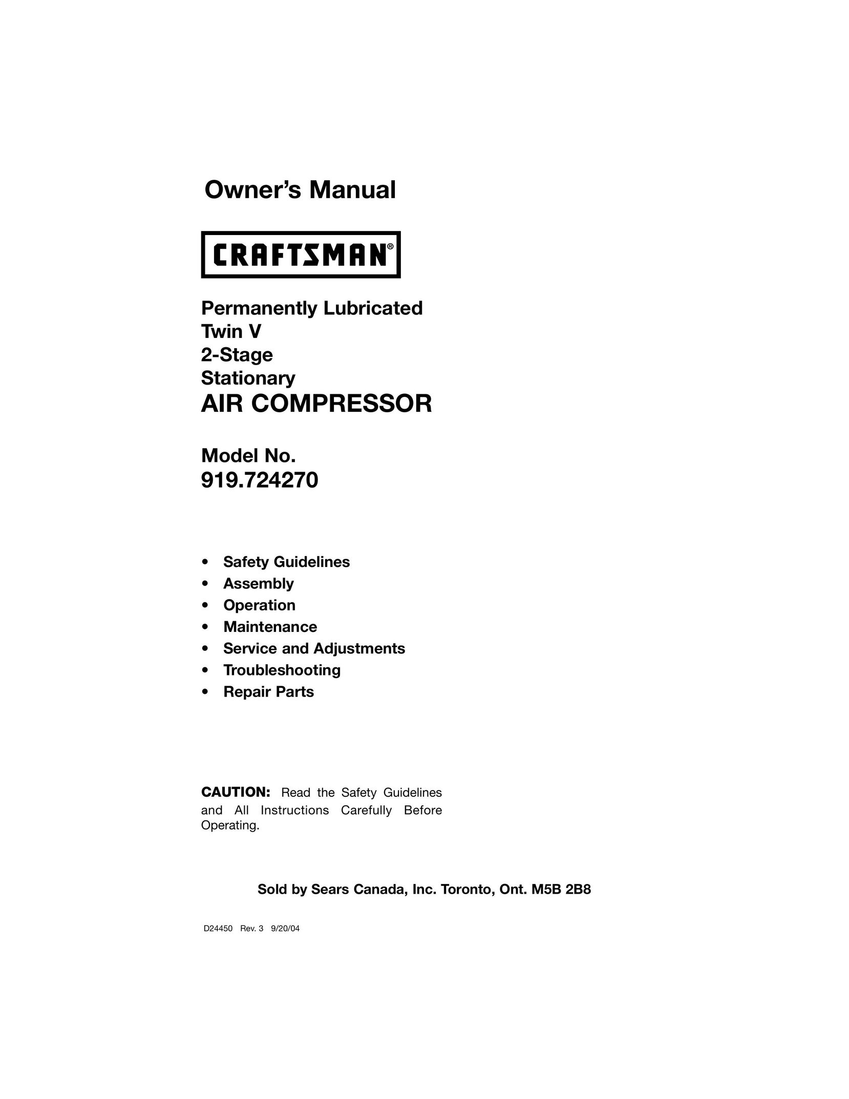 Craftsman 919.72427 Air Compressor User Manual