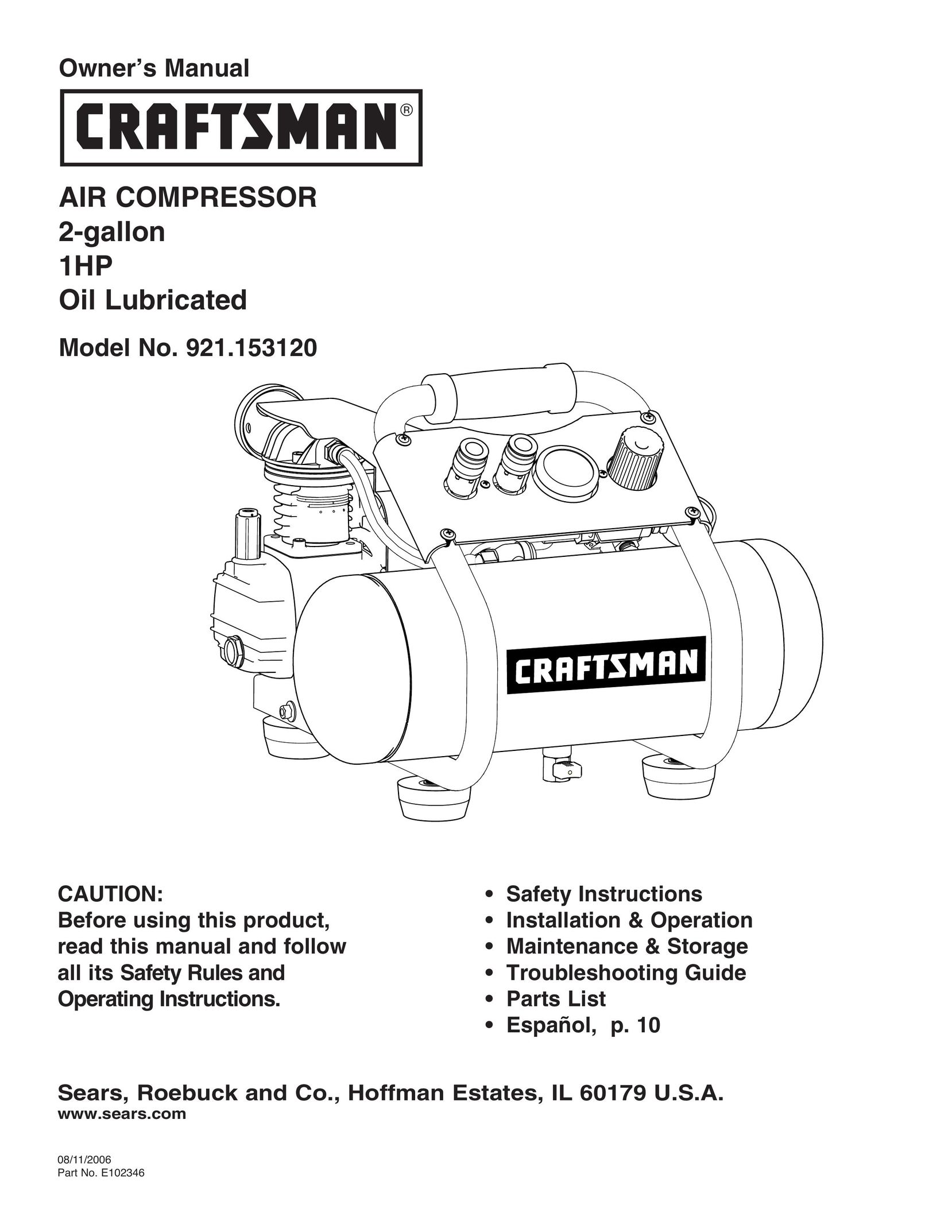 Craftsman 921.153120 Air Compressor User Manual