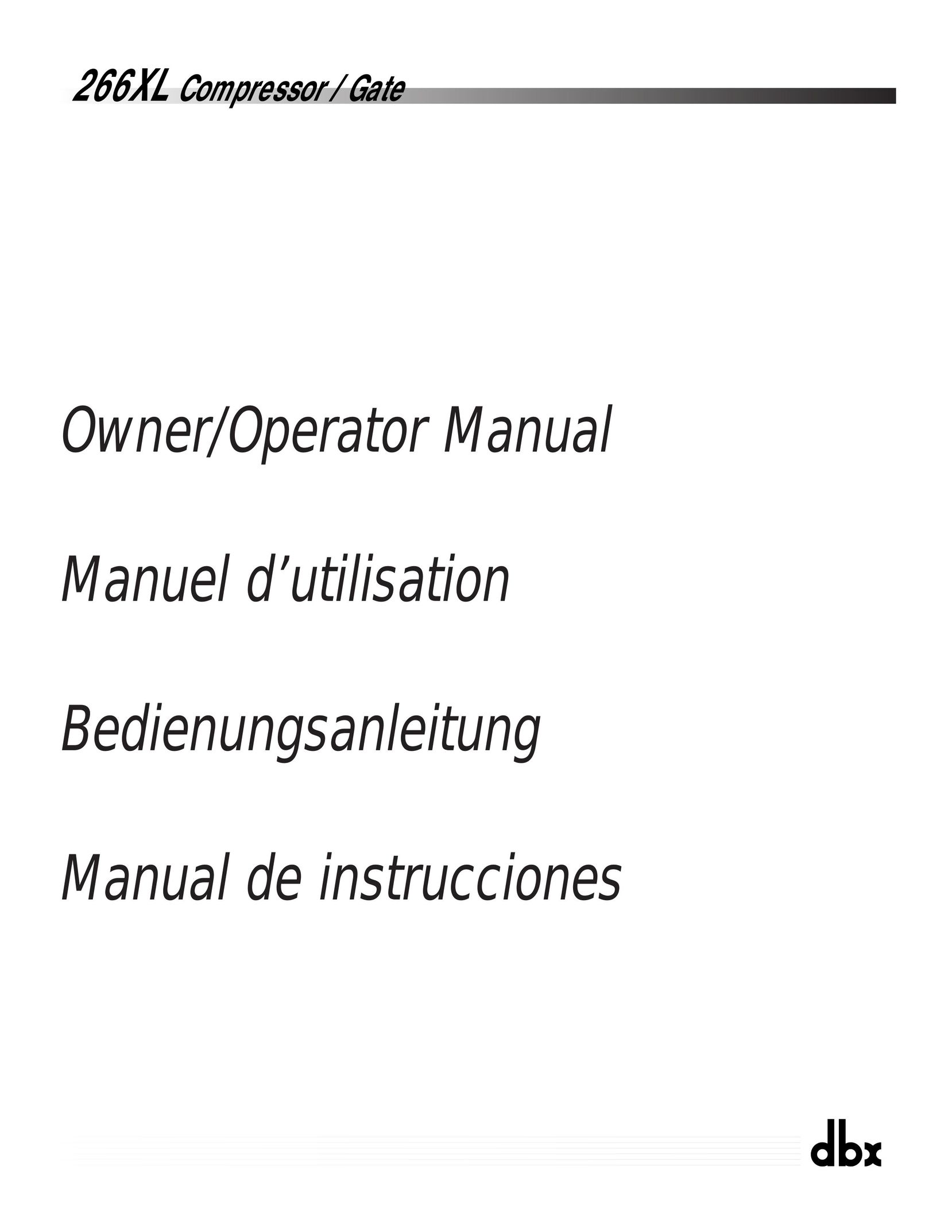 dbx Pro 266XL Air Compressor User Manual